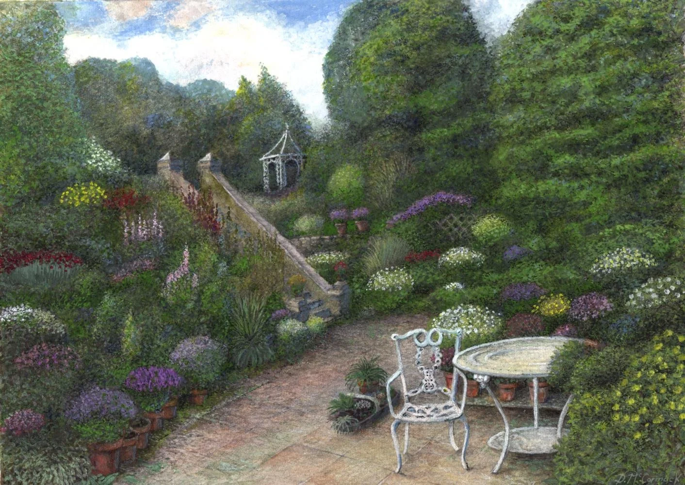 Summer Garden, by David McCormack, mixed media on paper, 34cm x 24cm