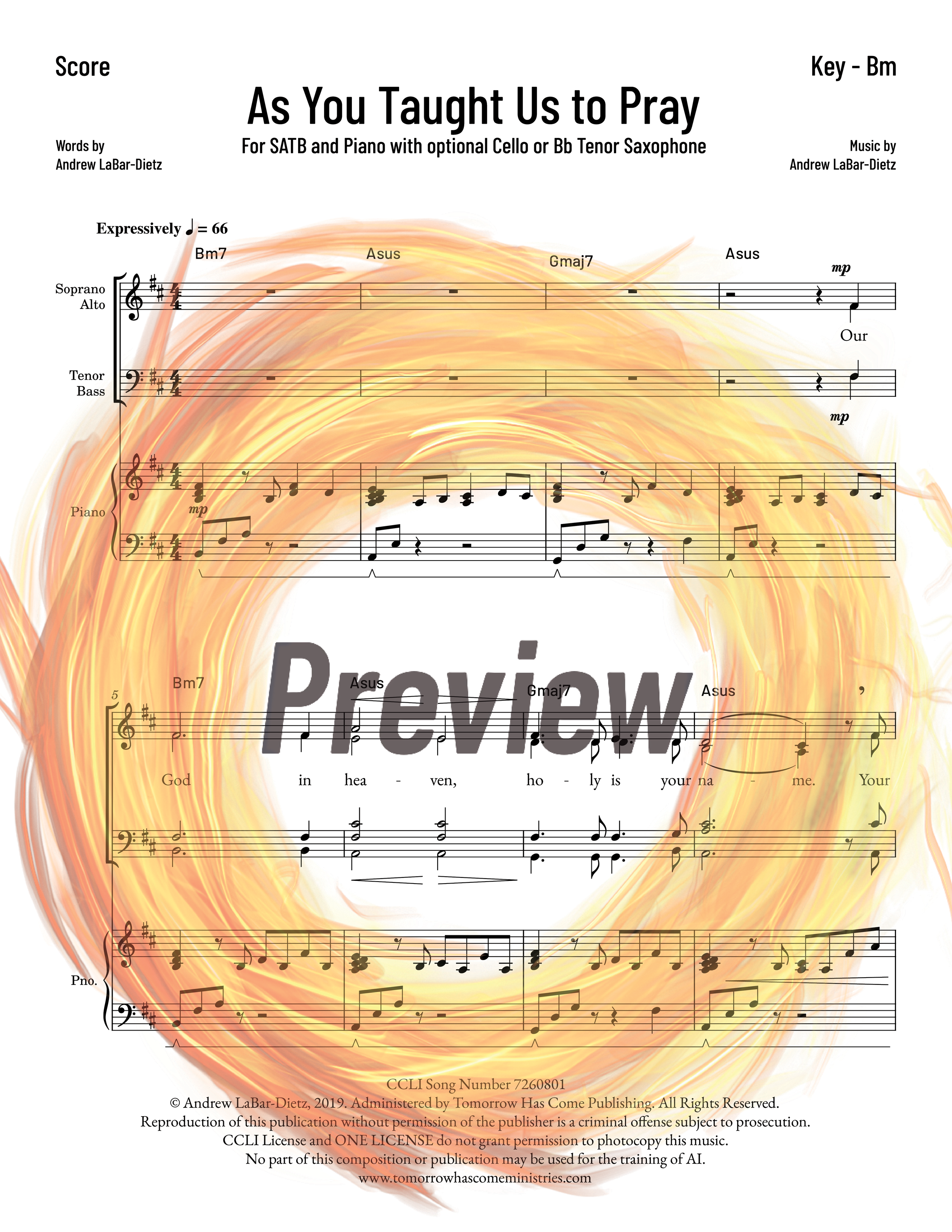 As You Taught Us to Pray - Score