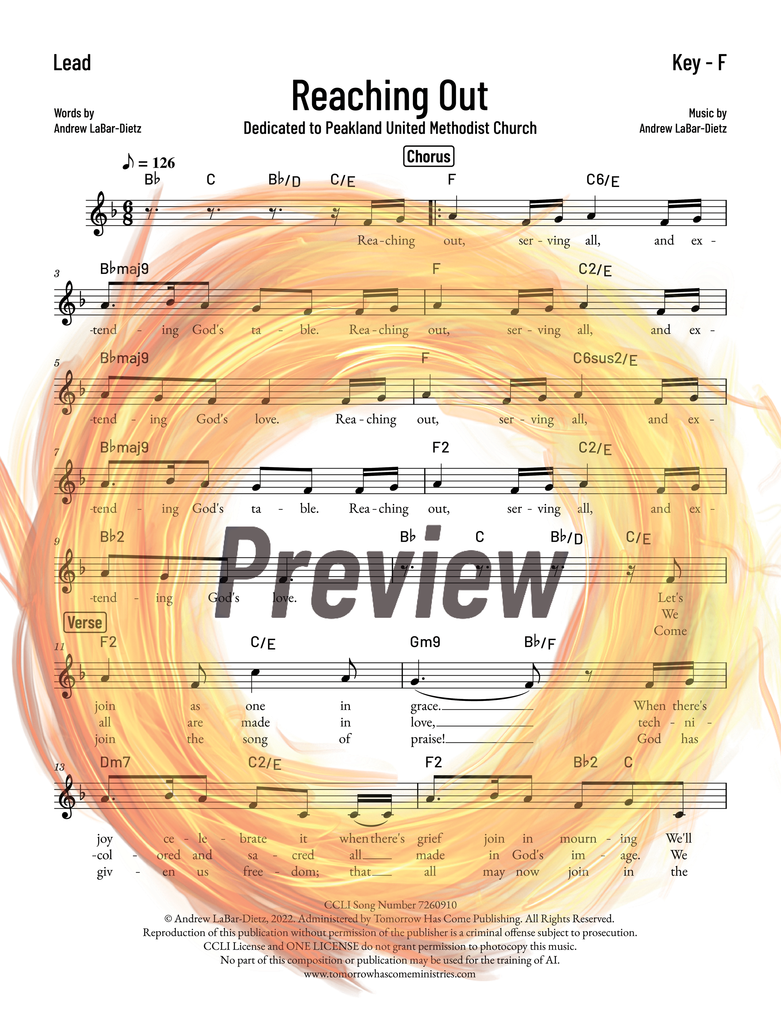 Reaching Out - Lead Sheet
