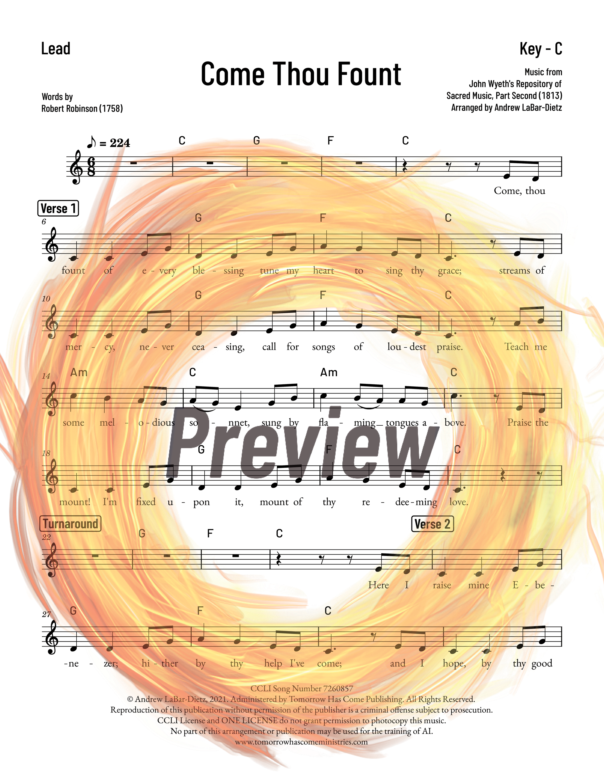 Come Thou Fount - Lead Sheet
