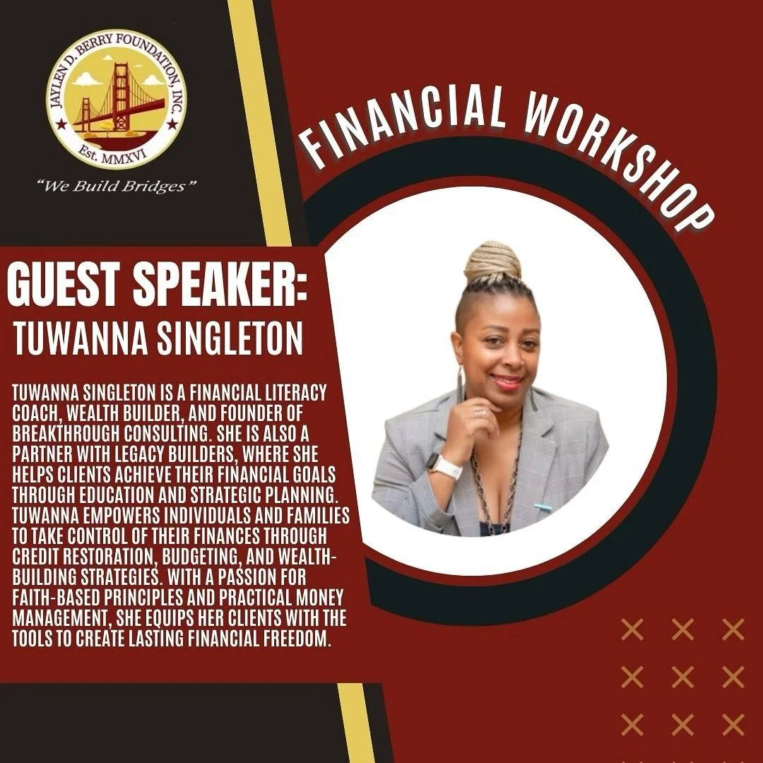 🚀 Today&rsquo;s the Day! 🚀

We&rsquo;re thrilled to welcome Tuwanna Singleton as our guest speaker for today&rsquo;s Financial Workshop! 💼✨

With her expertise in financial literacy, credit restoration, budgeting, and wealth-building strategies, T