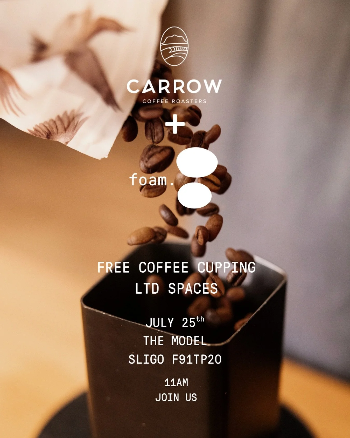 BIG WEEK OF COFFEE!!
JOIN US IN SLIGO FOR A FREE COFFEE CUPPING. 

Sligo&rsquo;s very own and always exceptional @carrowcoffee will be with us in @modelsligo on Saturday 25th at 1130AM. 

Taste coffees from around the world, learn how pros evaluate c