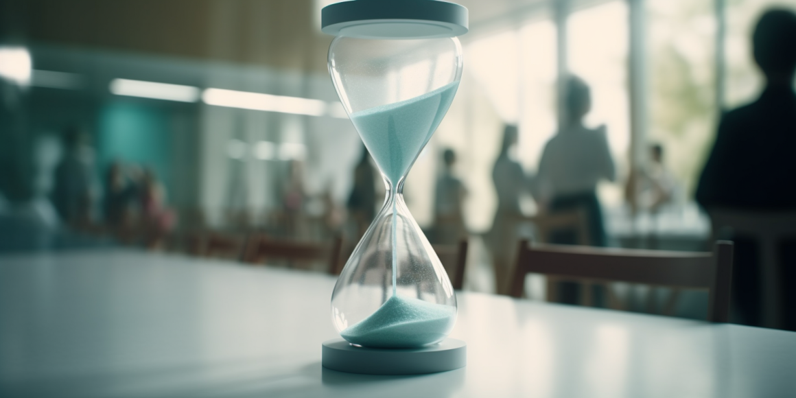 Ajanlaskuri kulhossa ravintolassa tai kahvilassa, taustalla ihmisiä ja suuria ikkunoita.