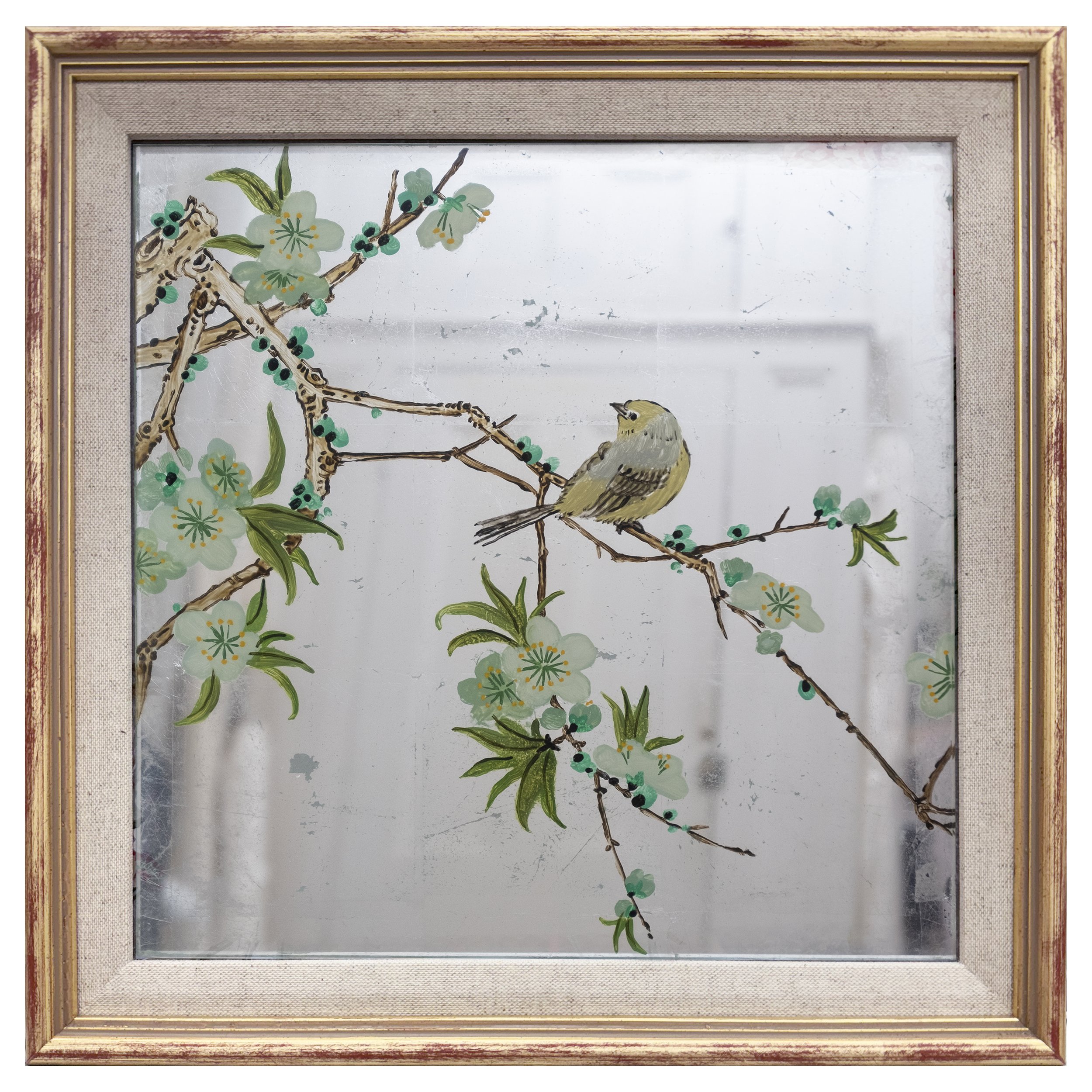 Green Blossom Tree Yellow Bird Framed.jpg