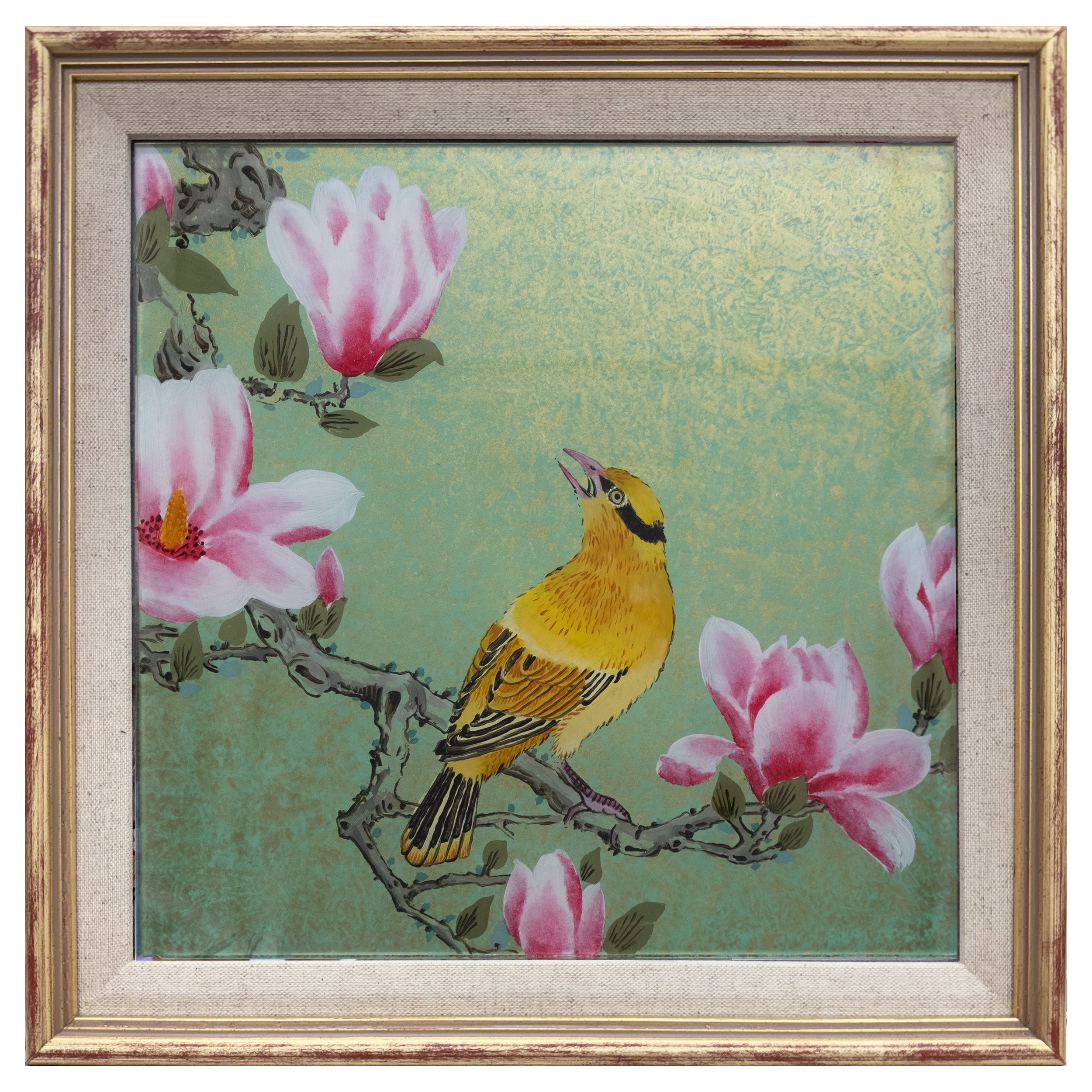 Magnolia Tree Golden Oriole Bird Framed.jpg