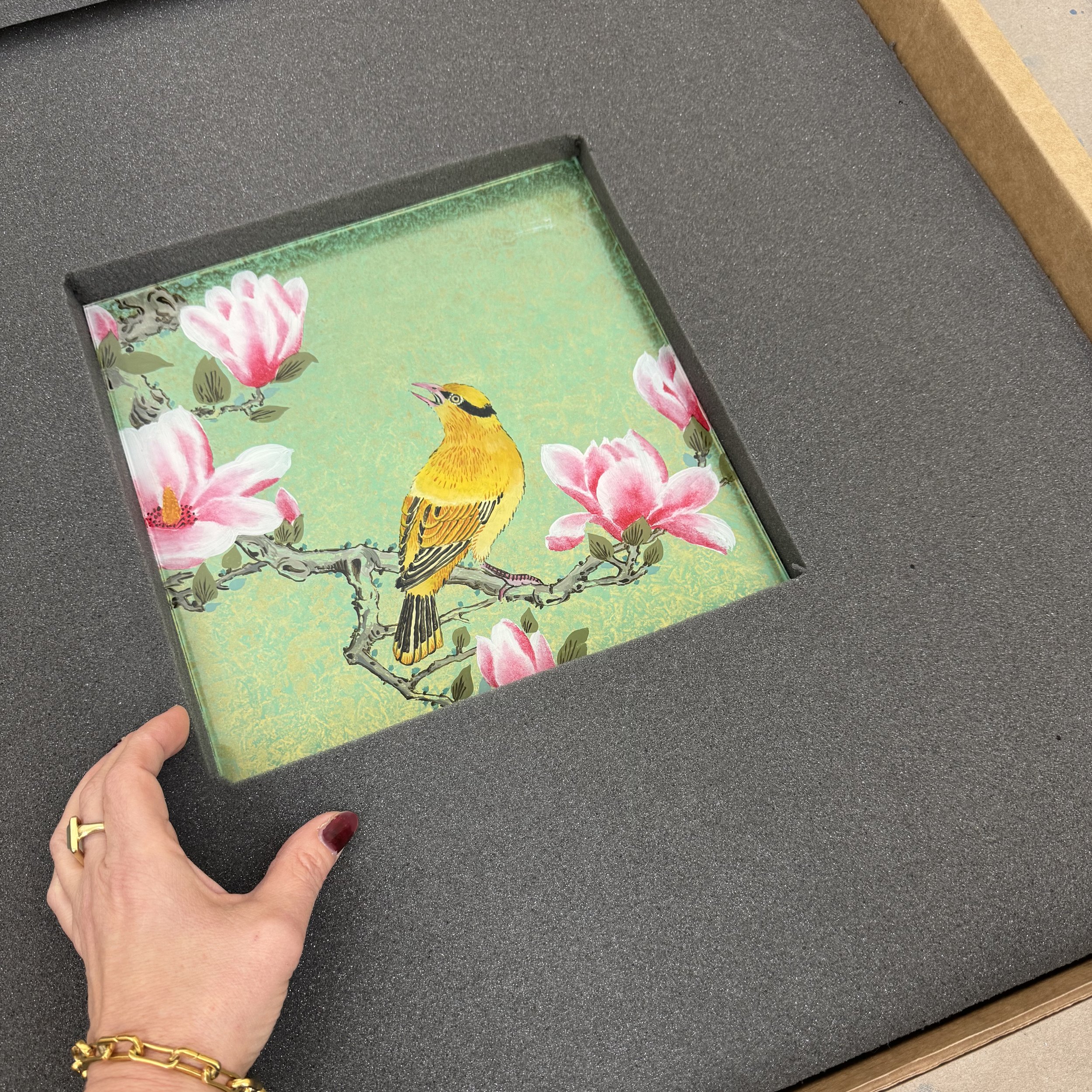 Magnolia Tree Golden Oriole Bird Art Box.jpeg