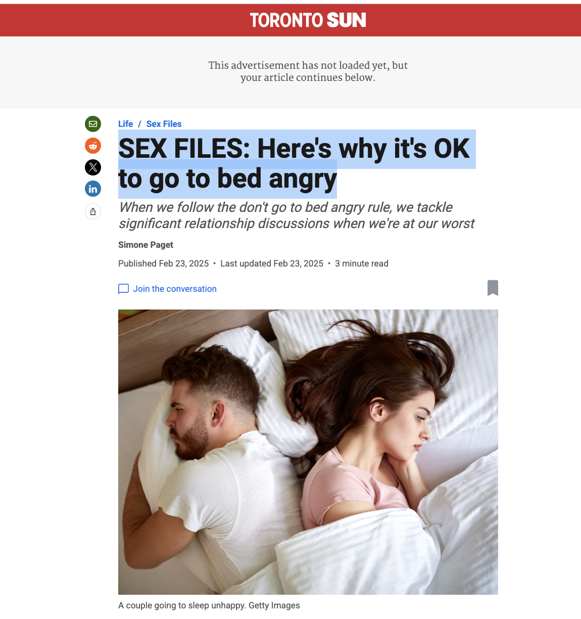 SEX FILES: Here's why it's OK to go to bed angry