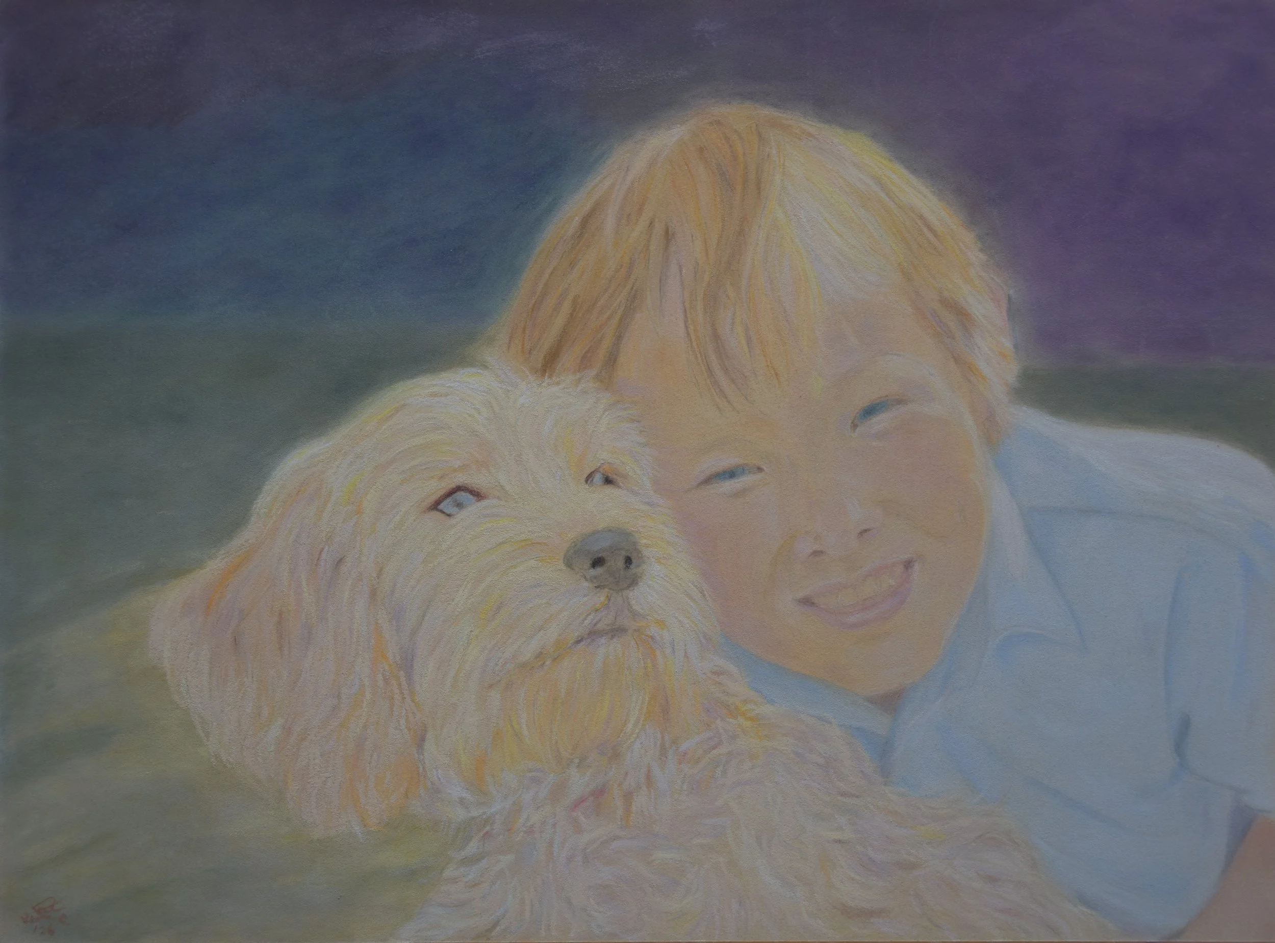 James and Lilly, 2026. Soft pastel on paper. 29 x 42 cm. 11.43 x 16.3 in
