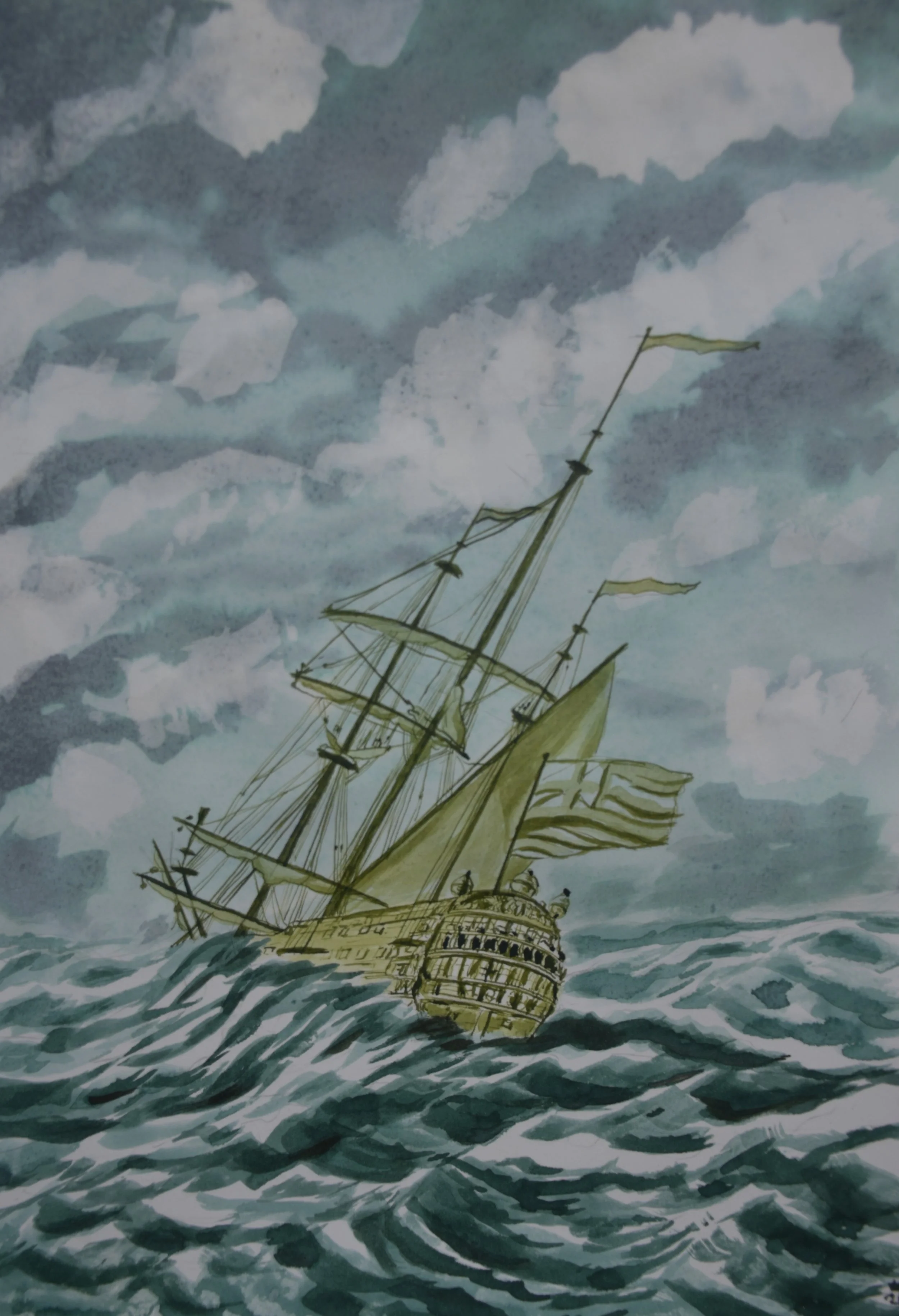 Gale, 2026.
After Van de Velde the Younger. Ink on paper- 21 x 30 cm / 8.3 x 11.7 in