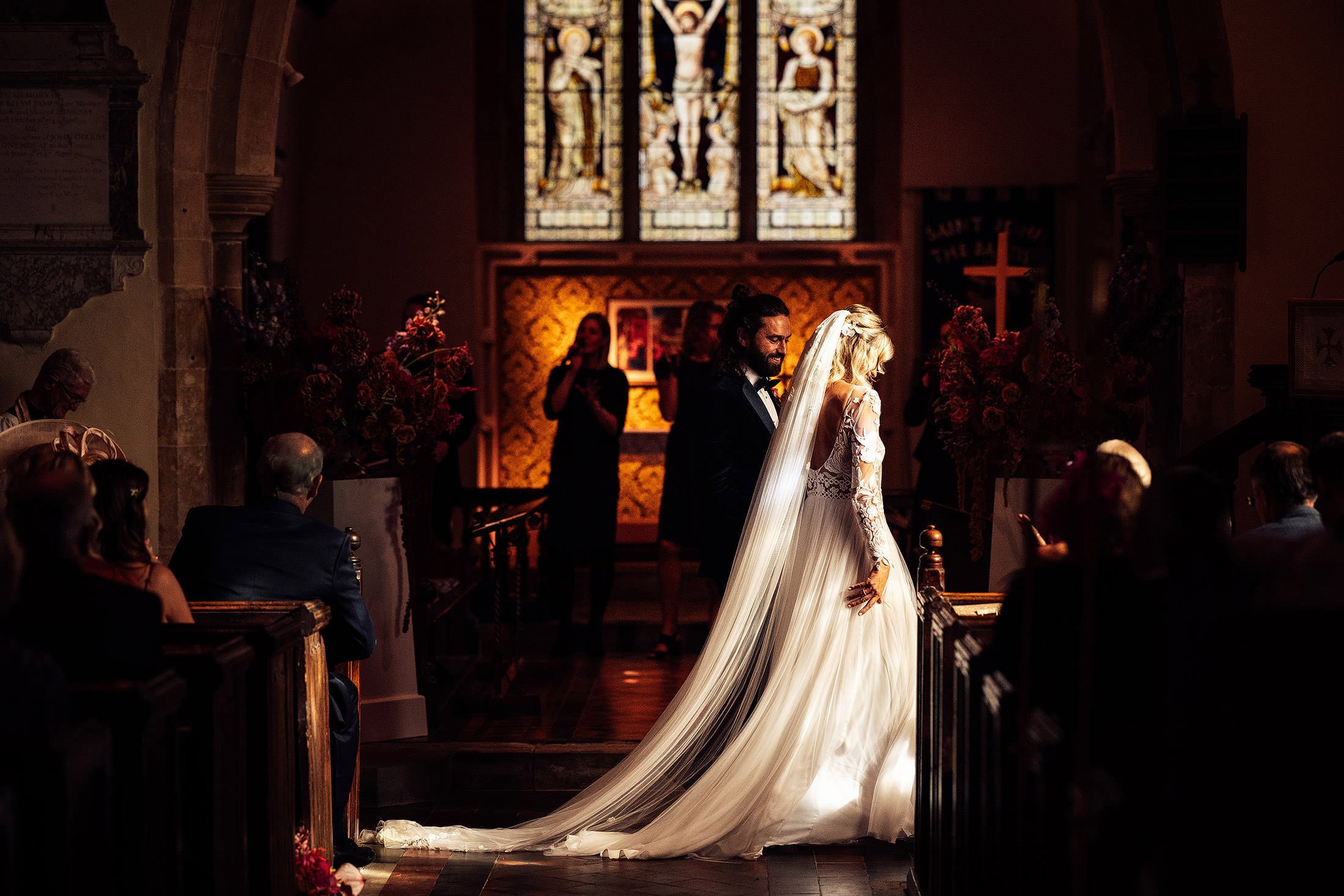 amazing church light at cotswold wedding 