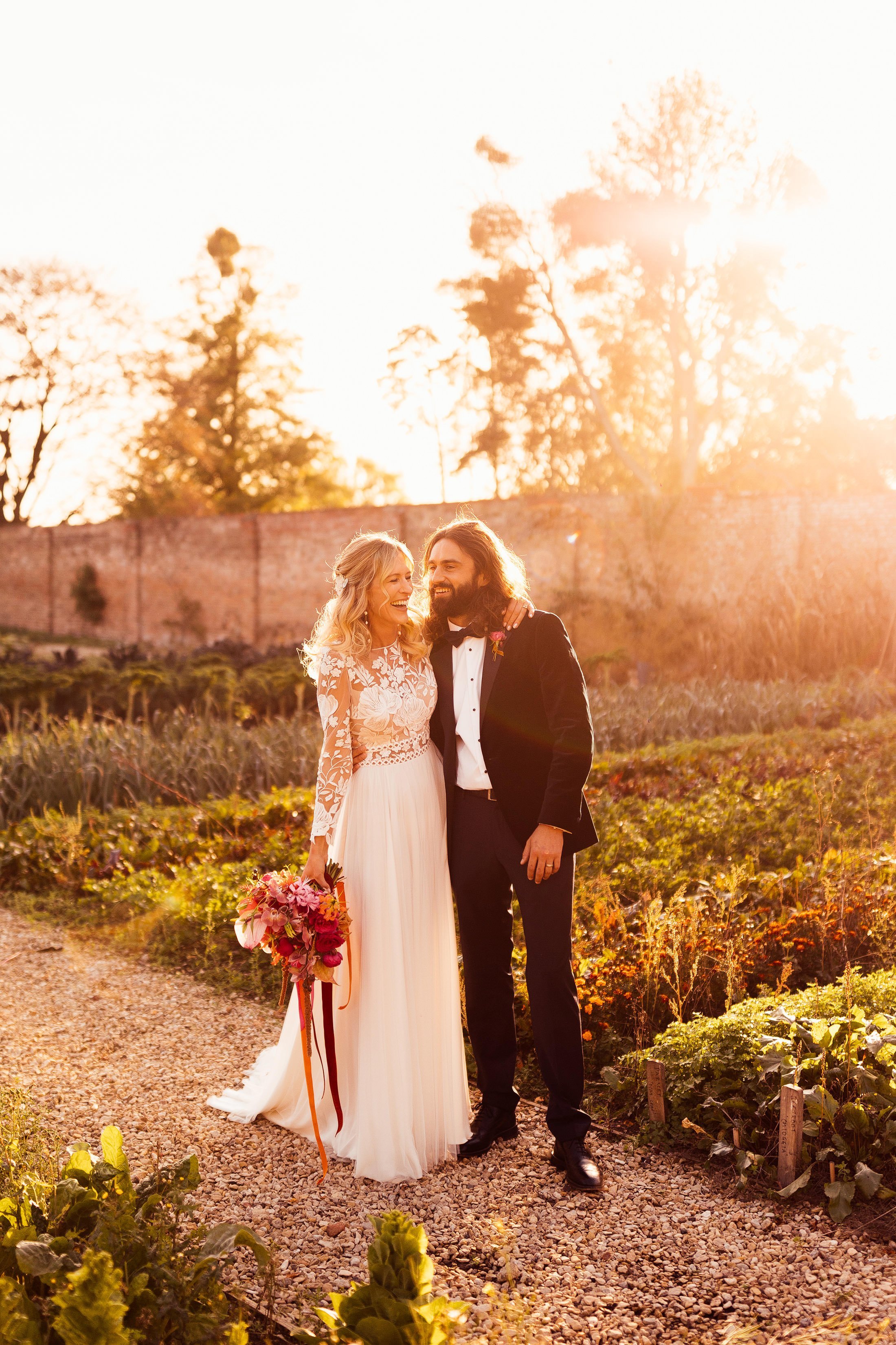 couple photo in autumn Elmore court wedding the cotswolds