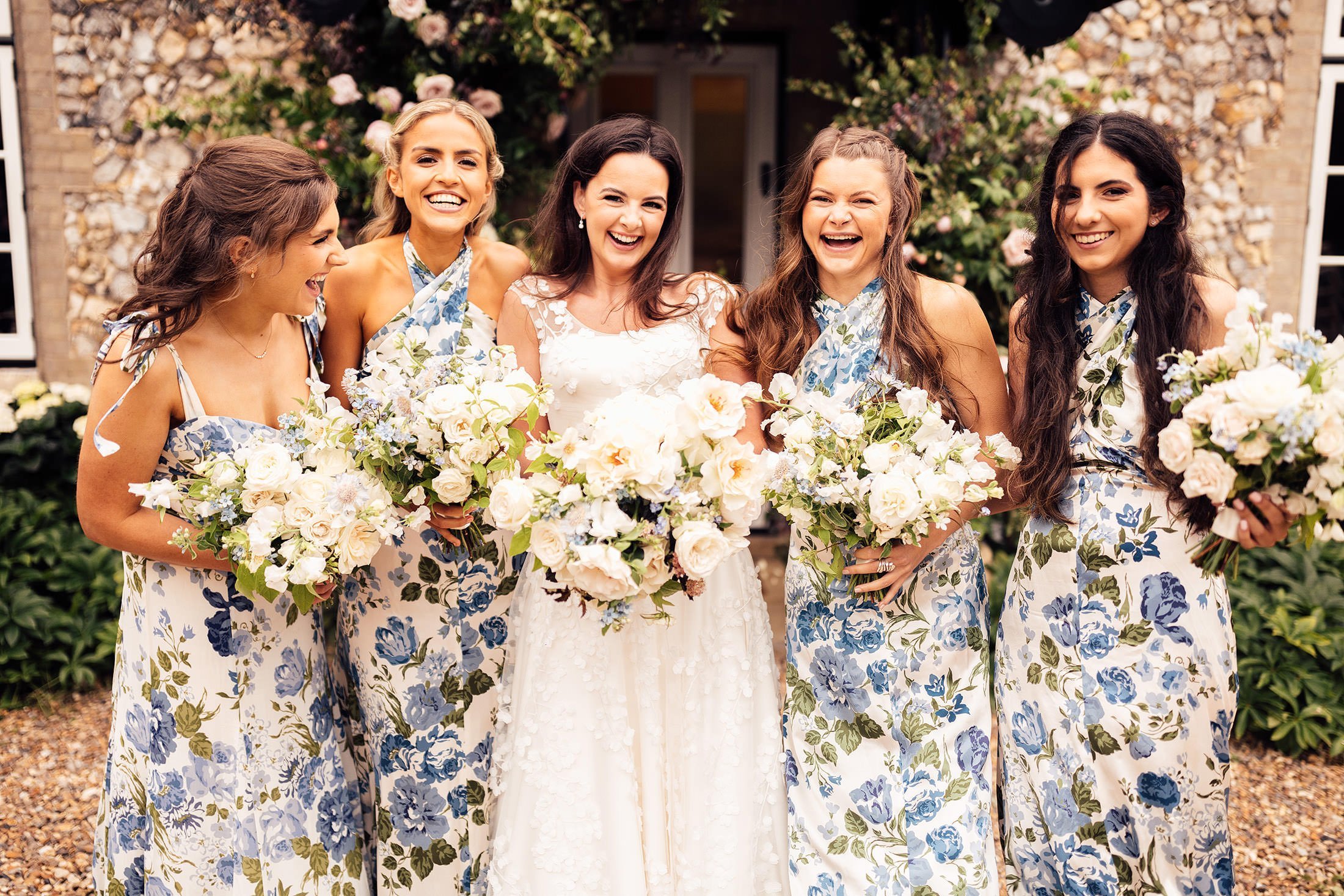 relaxed photo with bride and bridesmaids 
