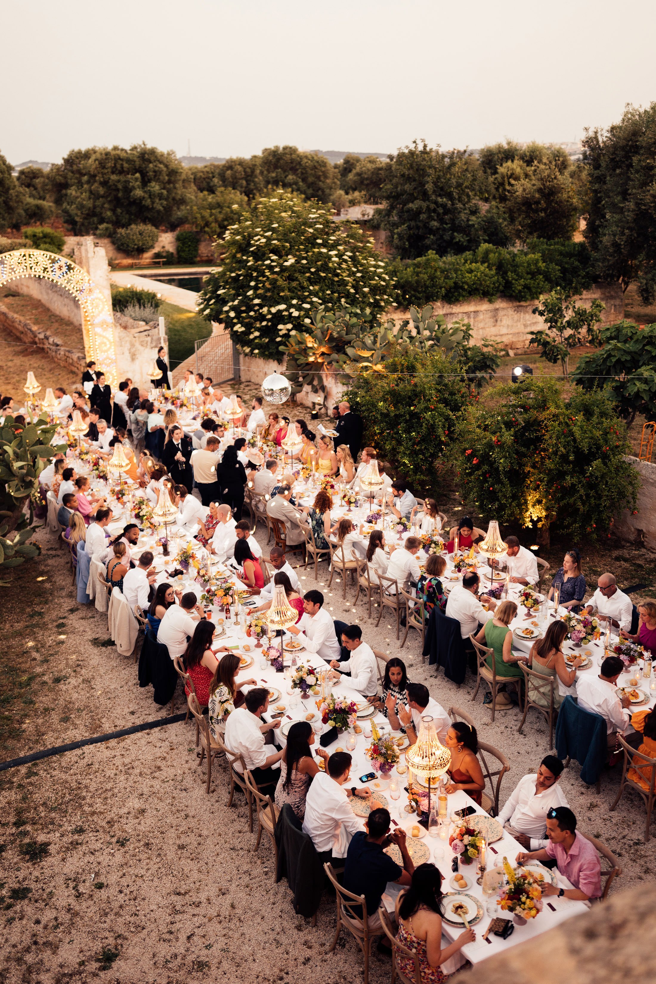 dinner set up at Puglia wedding