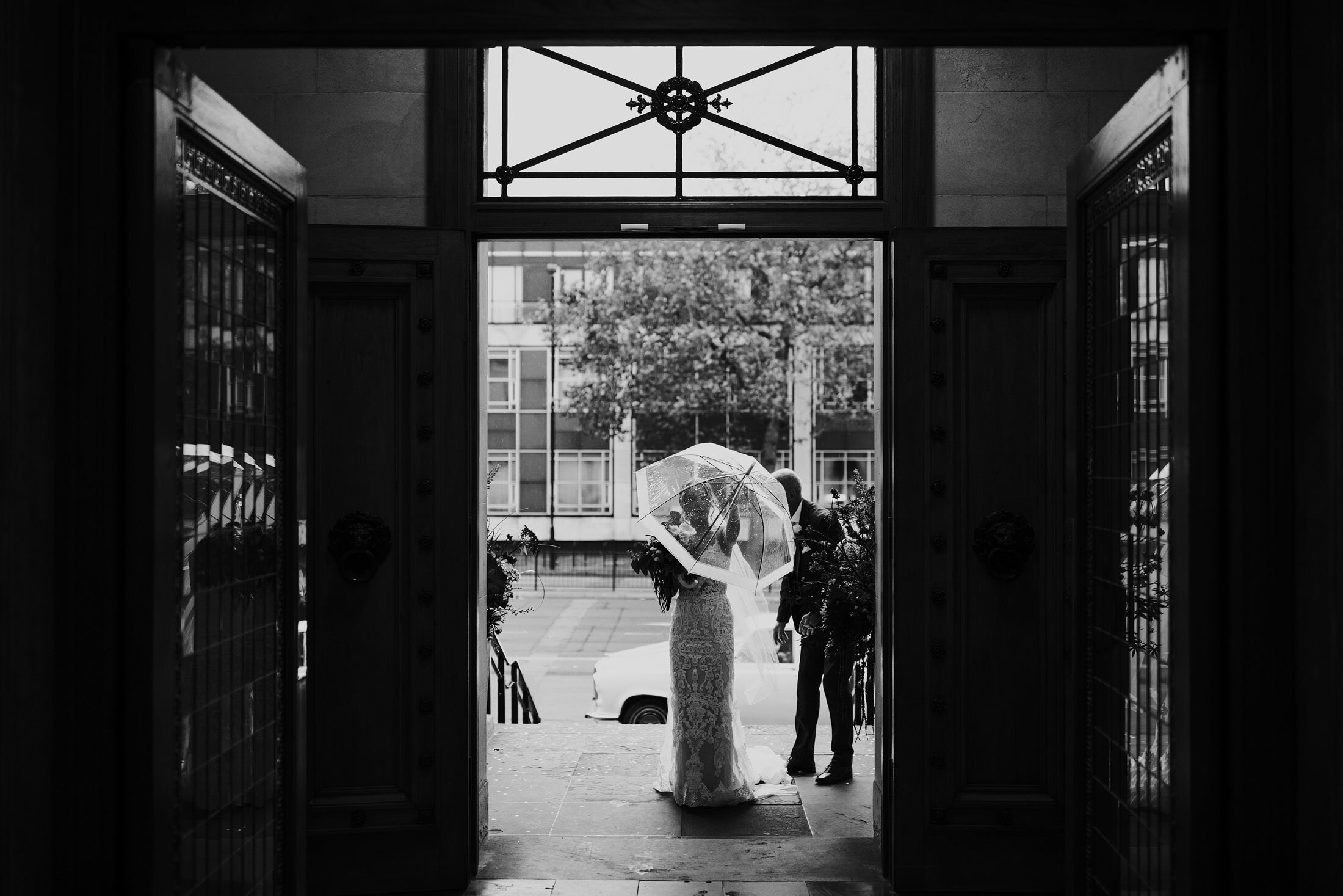 bride outside Marylebone town hall