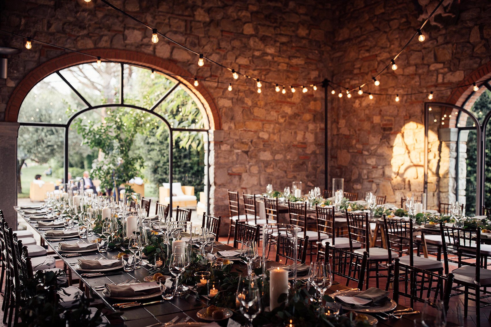 indoor reception for destination wedding in italy