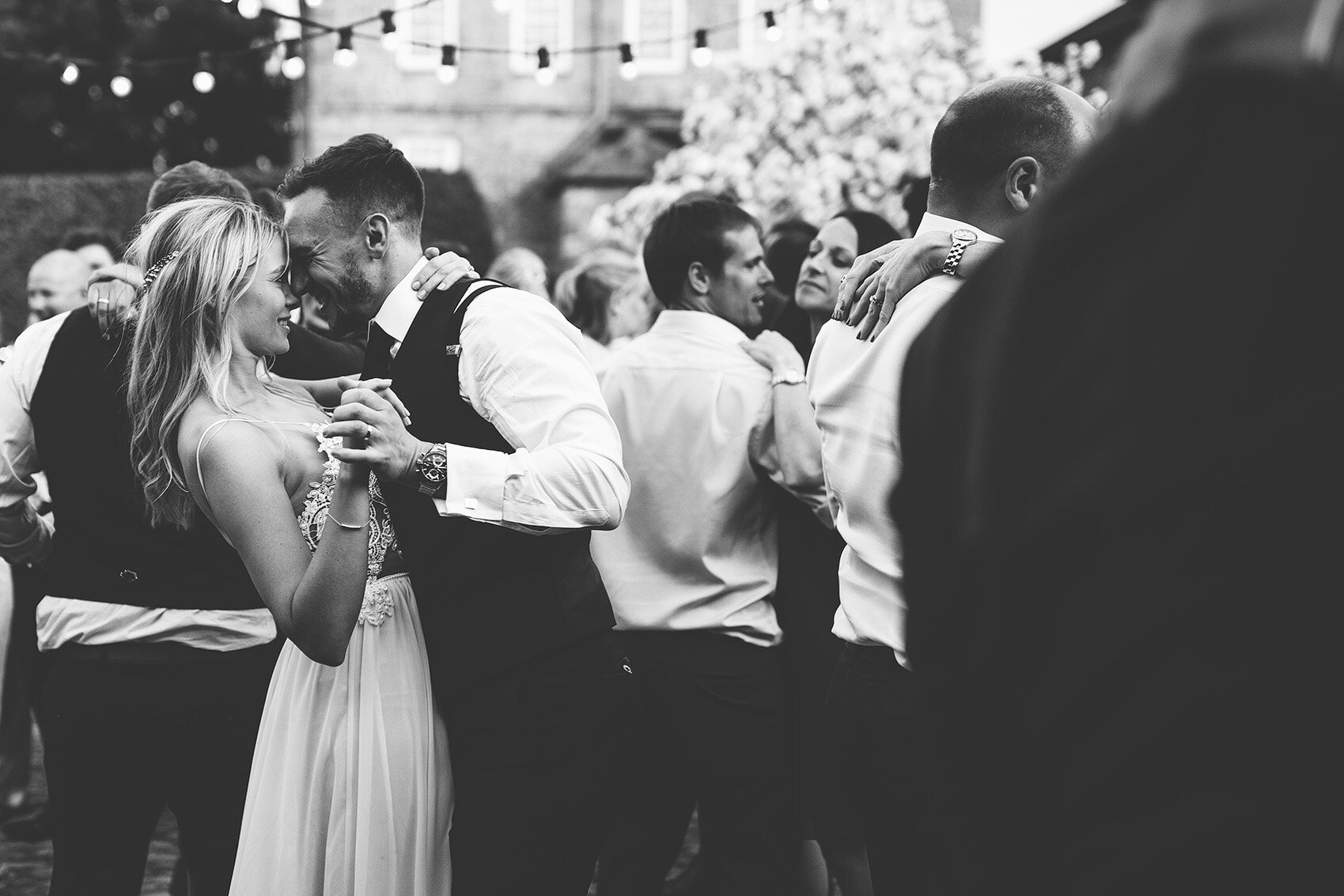 black and white portrait of wedding first dance