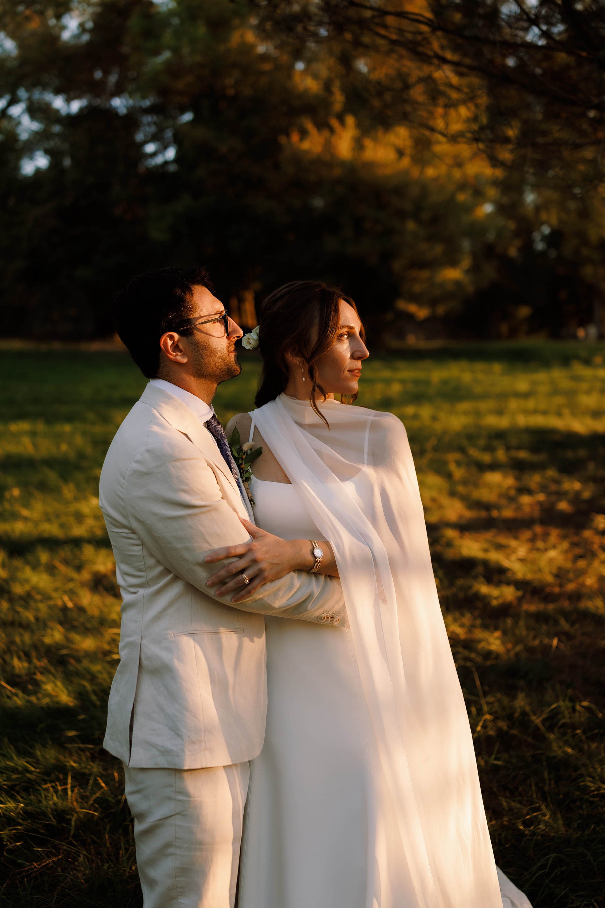couple watch sunset at south of france wedding venue
