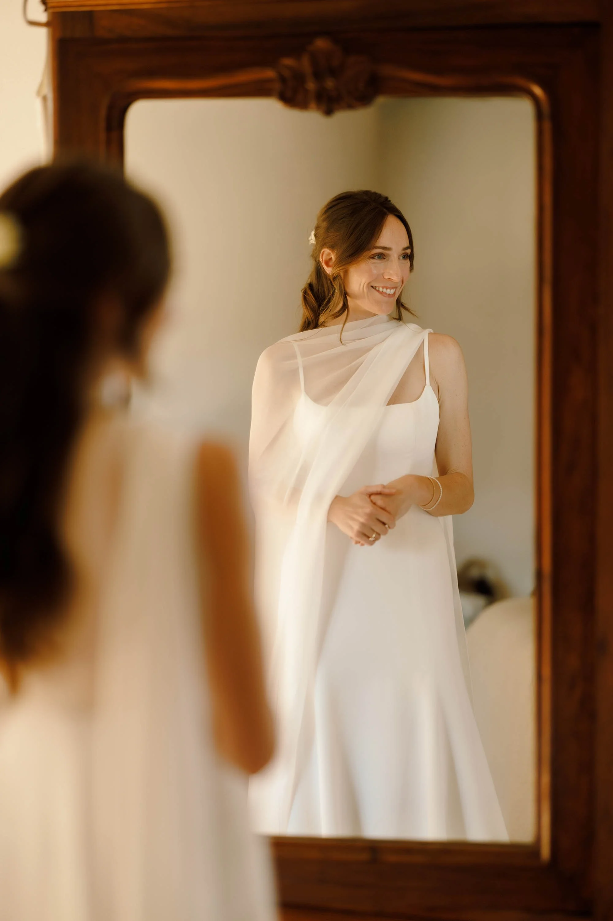 bride wearing jenny yoo nyc for south of france wedding