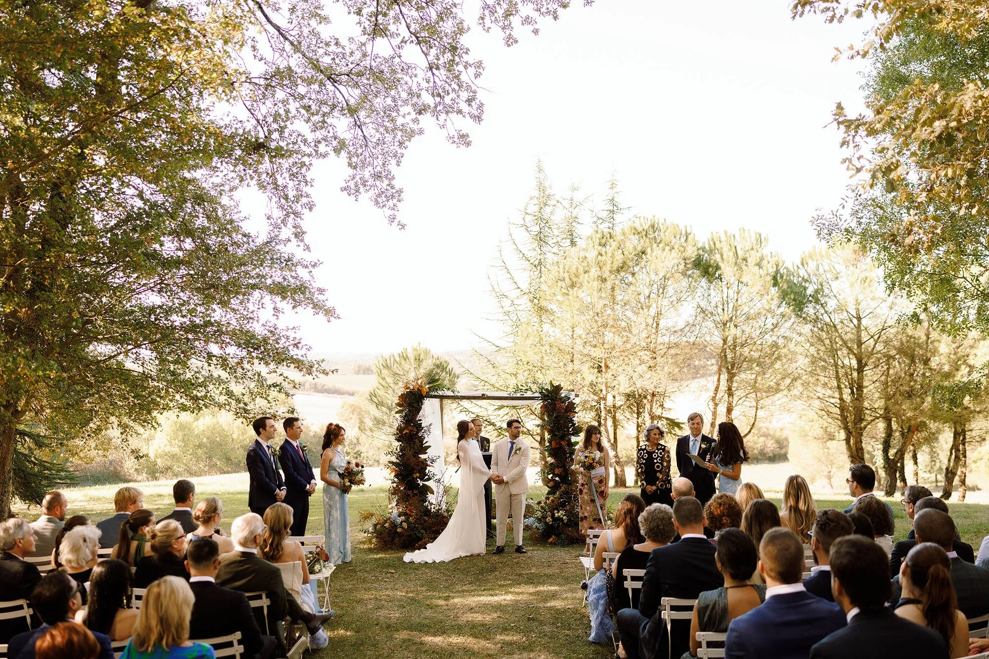 outdoor ceremony at chateau de lartigolle france