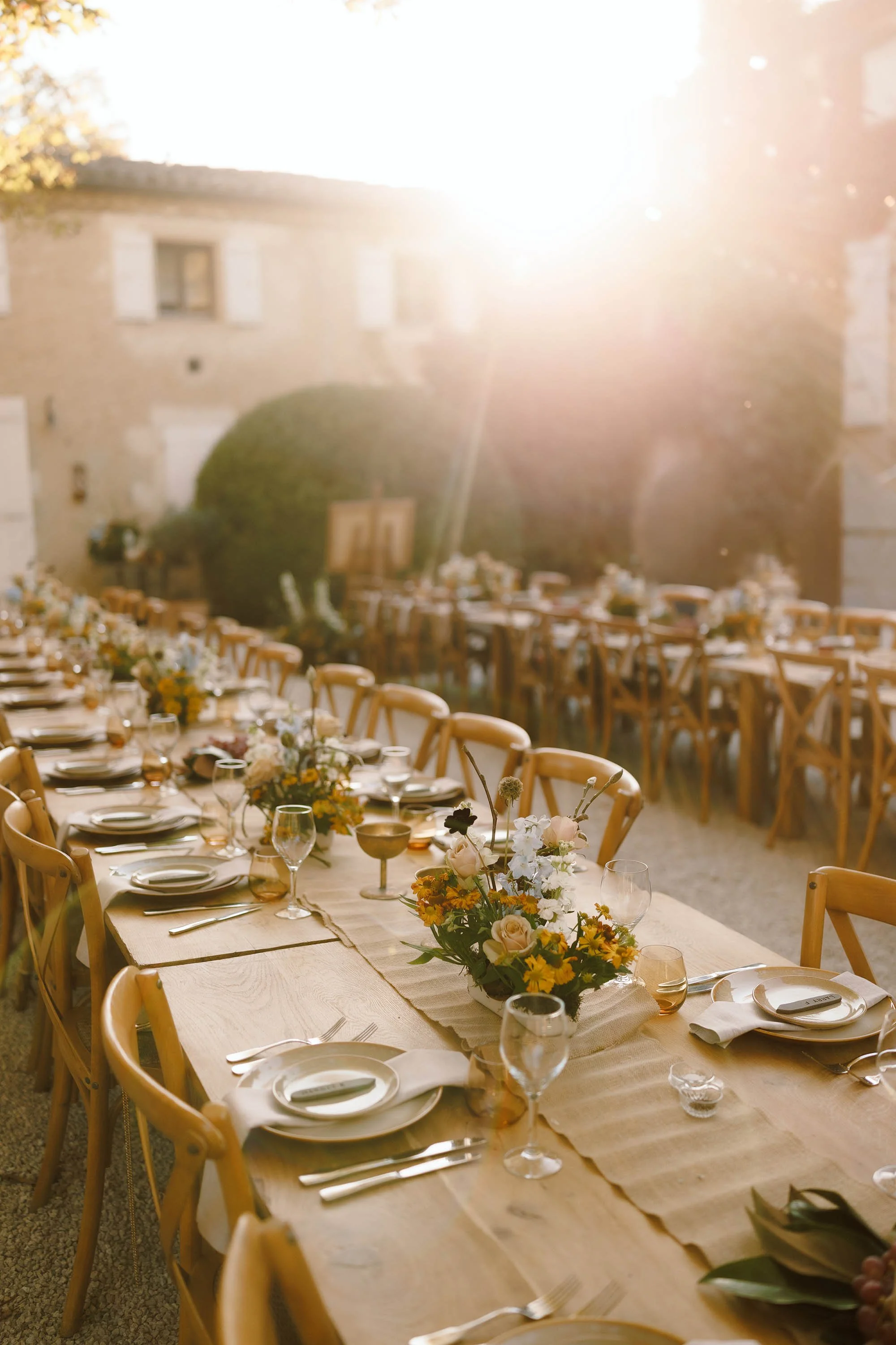 autumn inspired table set up at chateau de lartigolle france