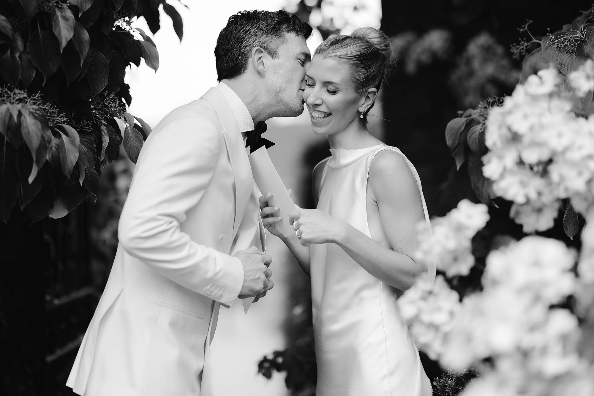 bride and groom share vows in private before ceremony