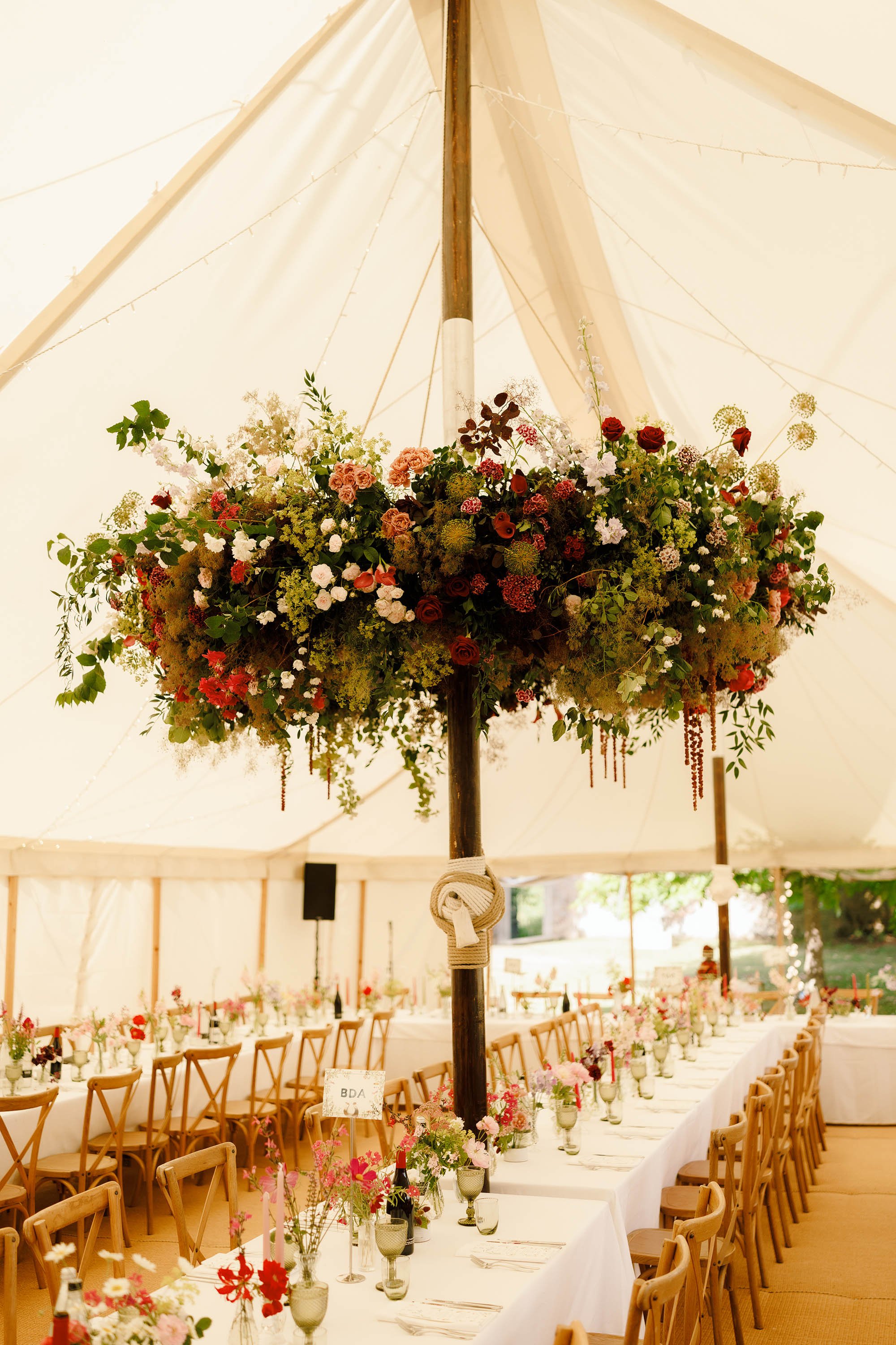 stunning marquee flower arrangement hoop