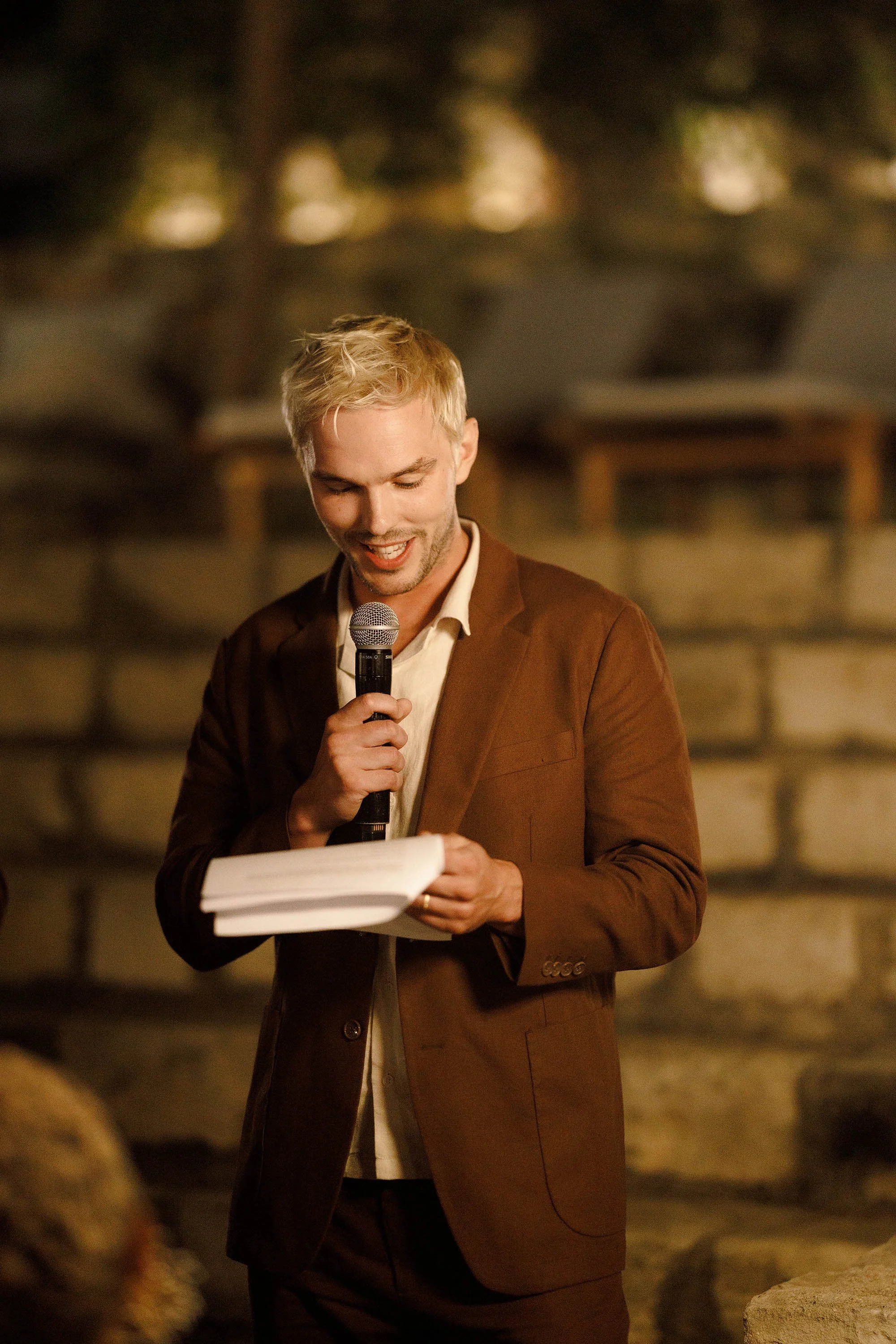Skins star nicholas hoult delivers best man speech at Crete destination wedding