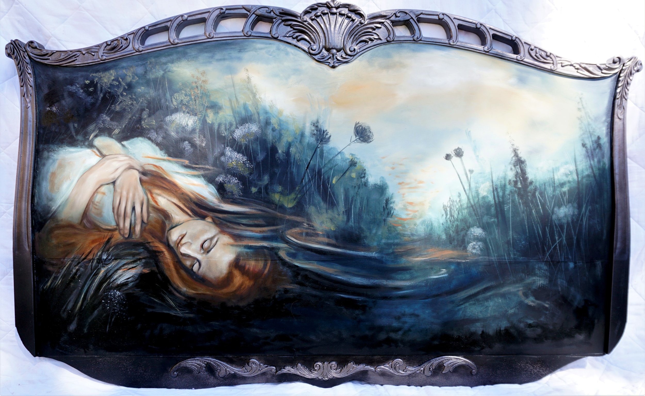 "When Day is Done" Oil on Found Wood 37"x42"