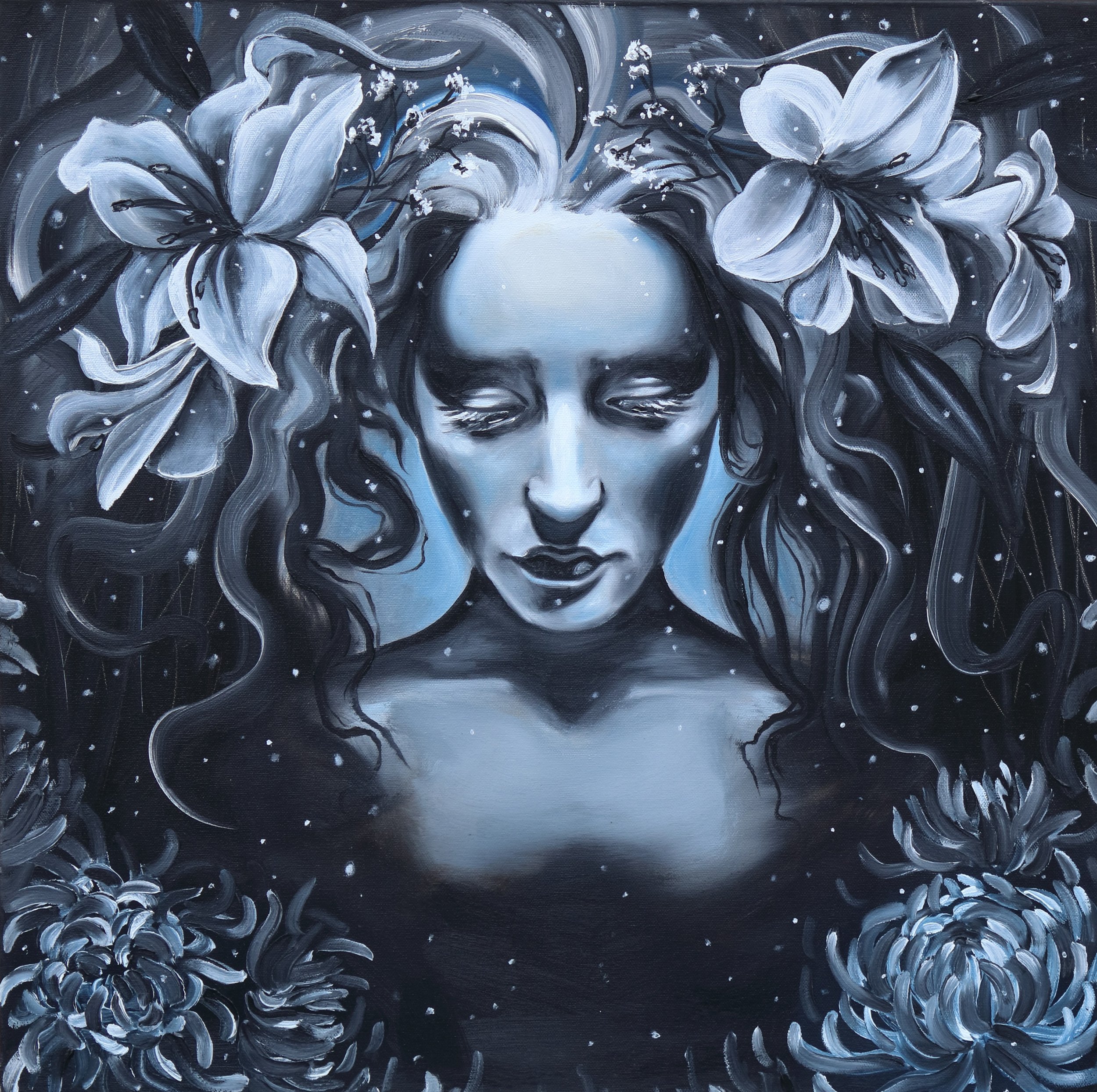 "Snow in Summer" Oil on canvas 20"x20"