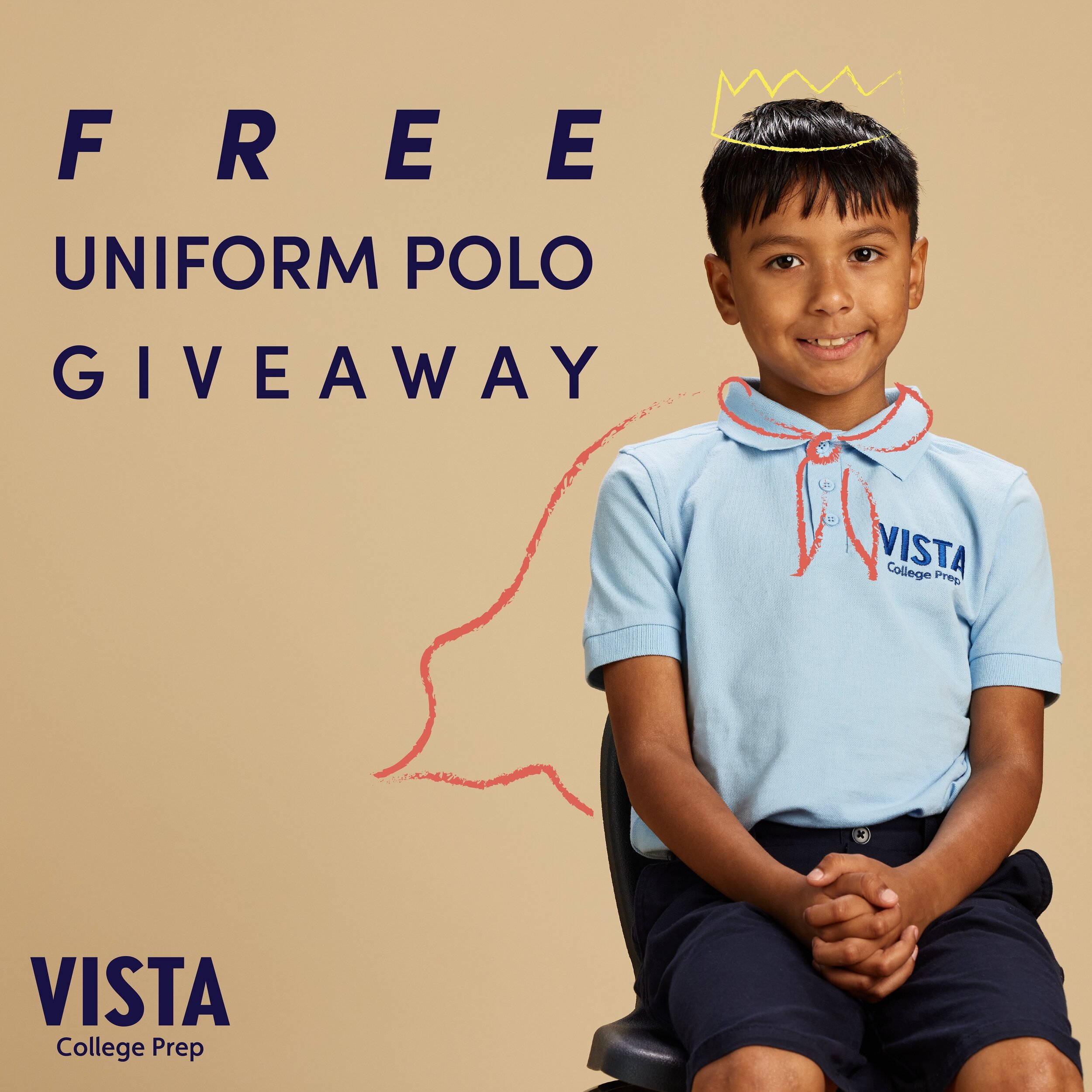 FREE Uniform Polo Giveaway for every family who refers a new family and they enroll, Vista will give you a FREE embroidered uniform polo. (While supplies last) Contact your front office with your referrals today and help our community grow!
_________