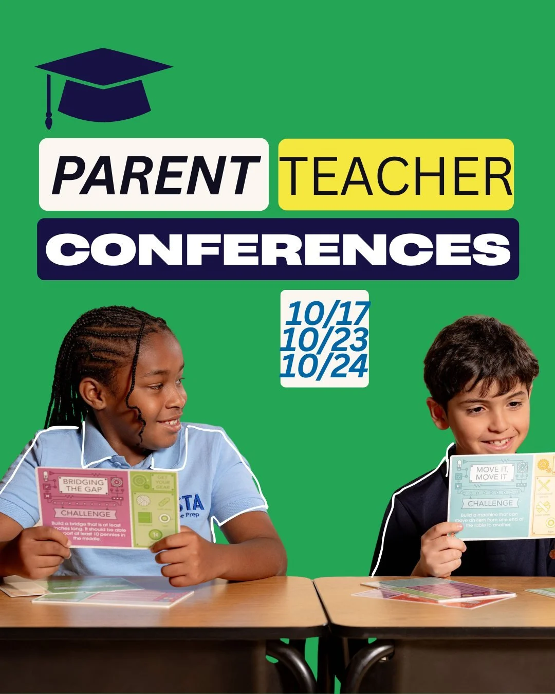 📝✨ Stay in the Loop, Vista Families!
Parent-Teacher Conferences are happening:

⭐ 10/17
⭐ 10/23
&diams;️10/24 (Scholars: No School)

Connect with your child&rsquo;s teachers, celebrate progress, and plan for a successful year! 💛

#VistaFamily #Pare