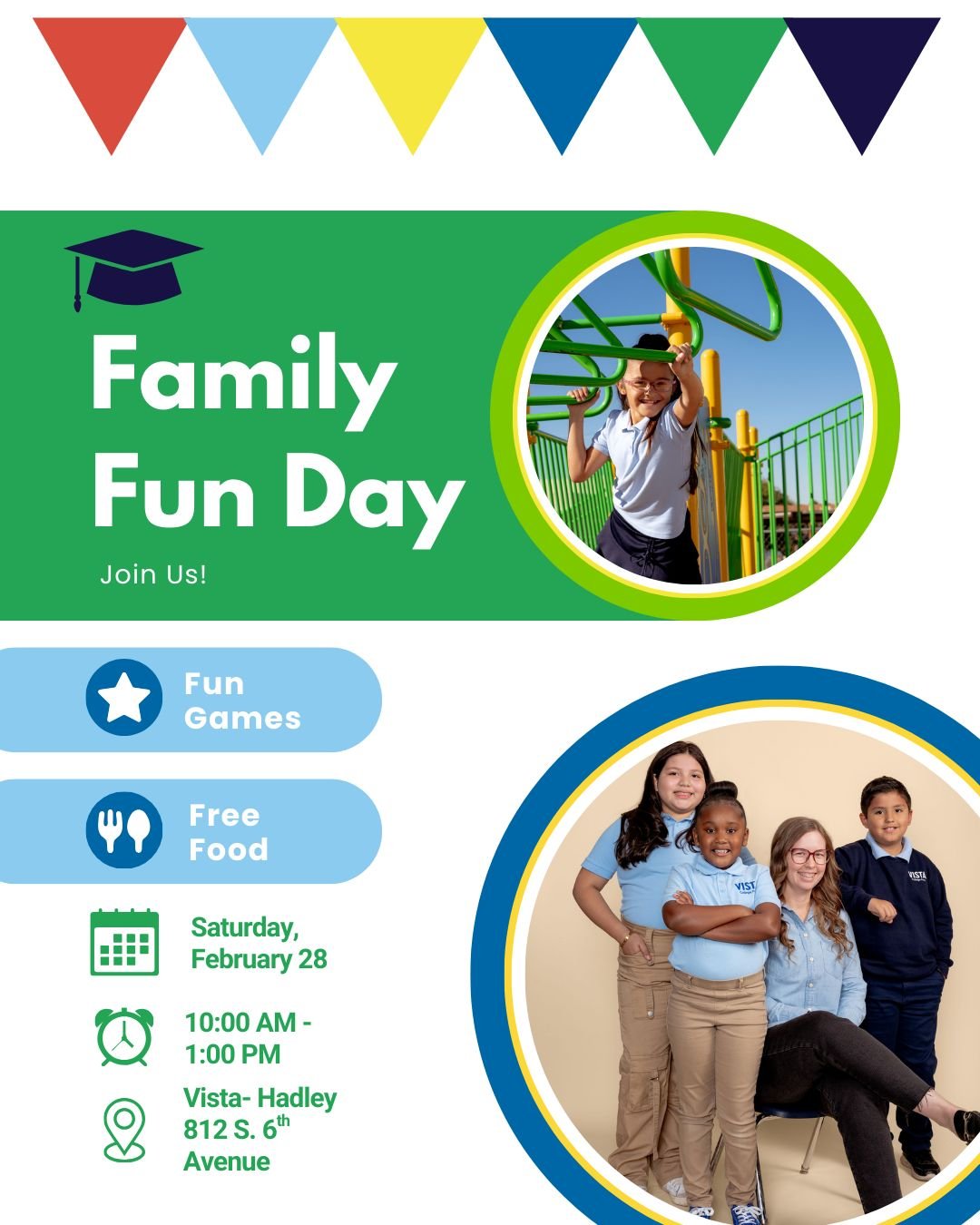 🎈☀️ Sunshine. Smiles. Vista Community.
Hadley Family Fun Day is your chance to connect, celebrate, and experience the joy that makes Vista special. Enjoy great food, beautiful weather, and time together with our amazing families.

Know someone looki