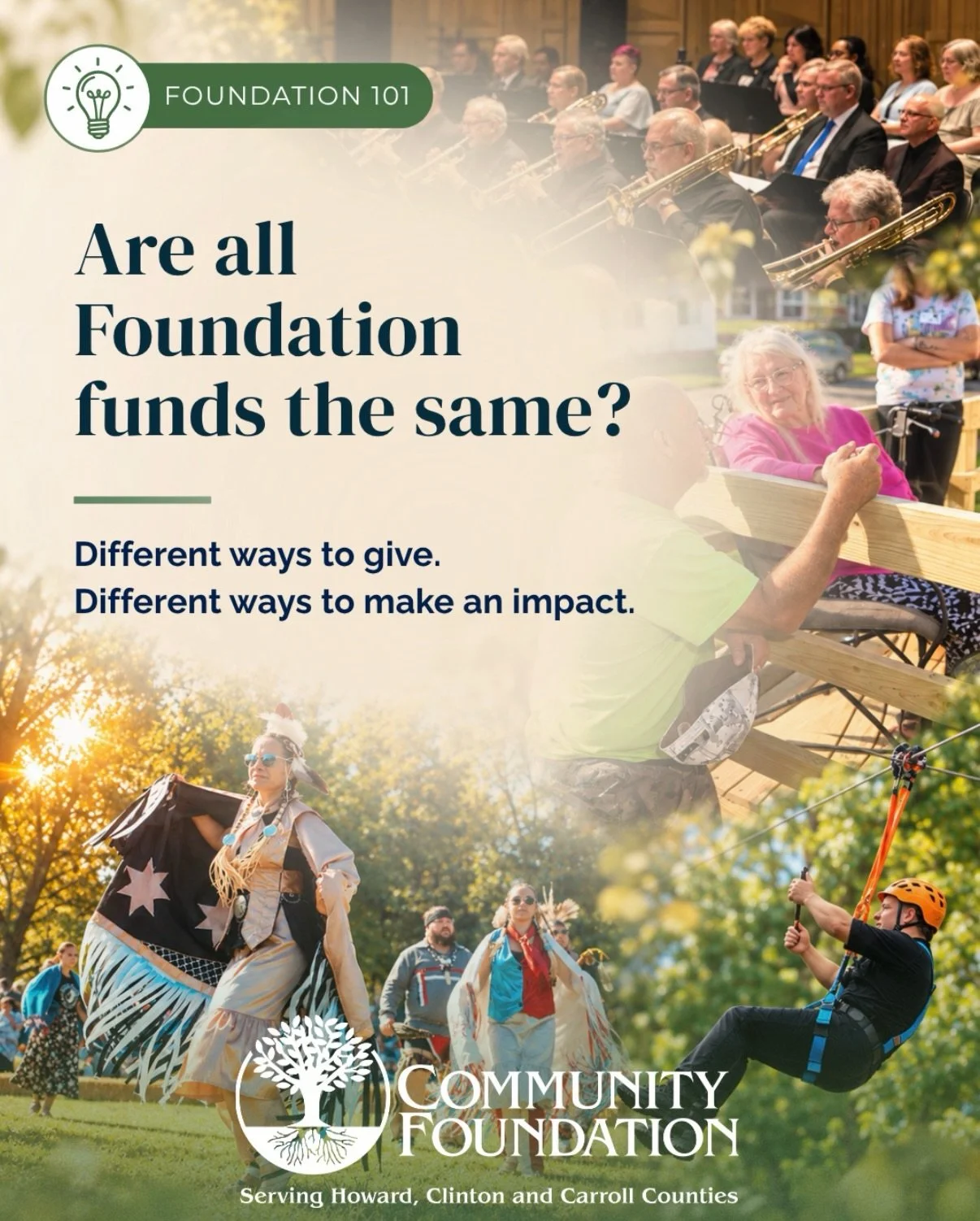 Are all Community Foundation funds the same? 

Not quite! While every fund share a common goal of making a lasting difference, each serves a unique purpose. 

From supporting local nonprofits and scholarships to addressing changing needs in Howard, C