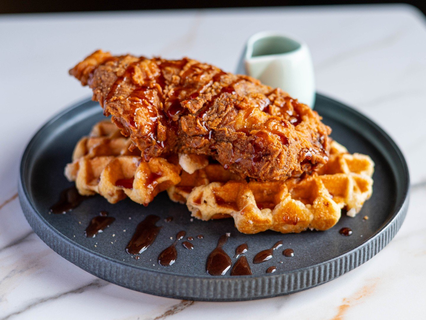 Our Chicken &amp; Waffles brings crispy fried chicken, fluffy waffles, and all the brunch vibes you need this weekend.
Available during brunch &mdash; don&rsquo;t sleep on it.
#BrunchRVA#ChickenAndWafflesRVA #RVAeats