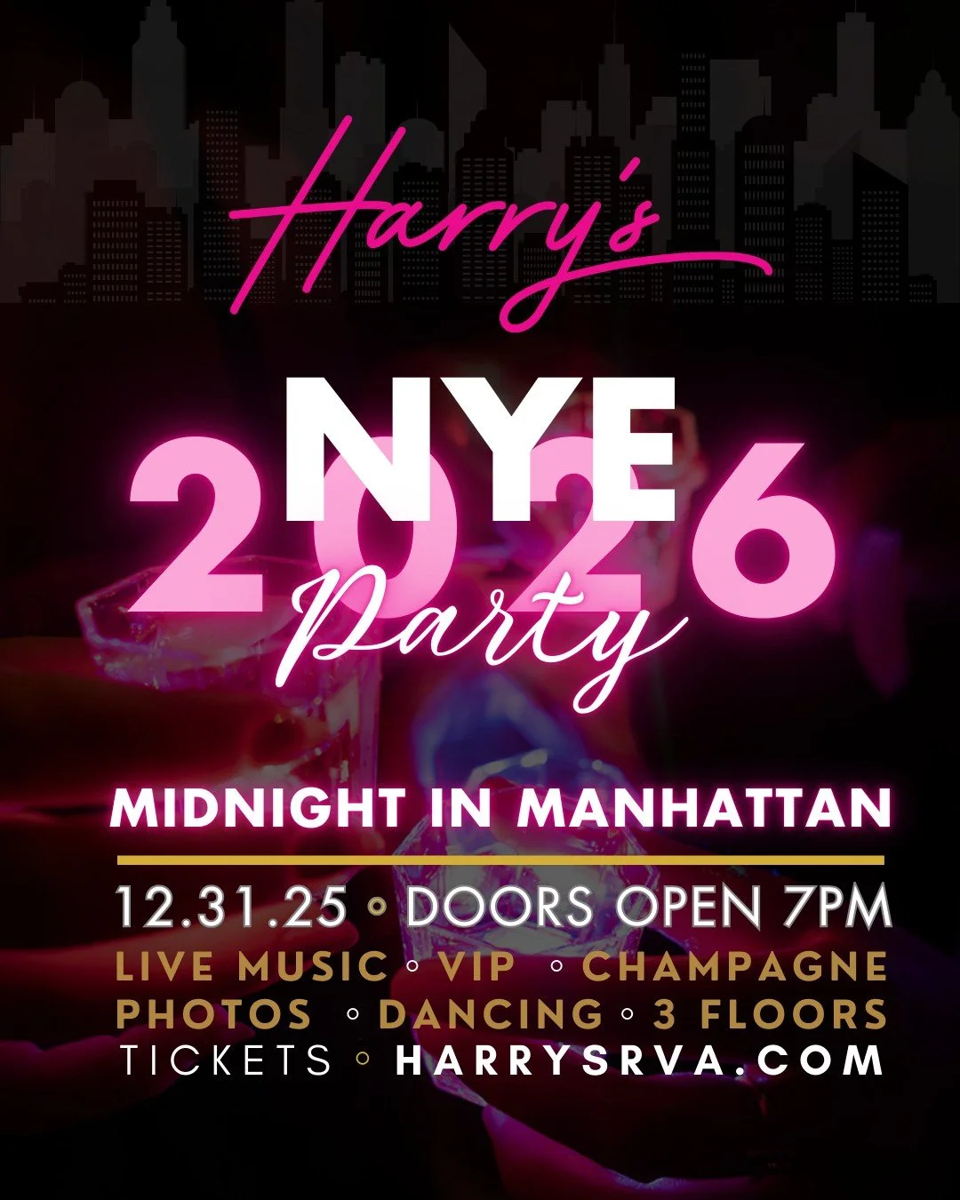 ✨ HAPPY HOLIDAYS FROM US TO YOU ✨

We&rsquo;re spreading a little extra holiday cheer with a NYE GIVEAWAY 🥂
One lucky winner will receive a FREE 4-PACK to our New Year&rsquo;s Eve celebration at Harry&rsquo;s at Hofheimer 🎊
To enter:
&bull; Like th