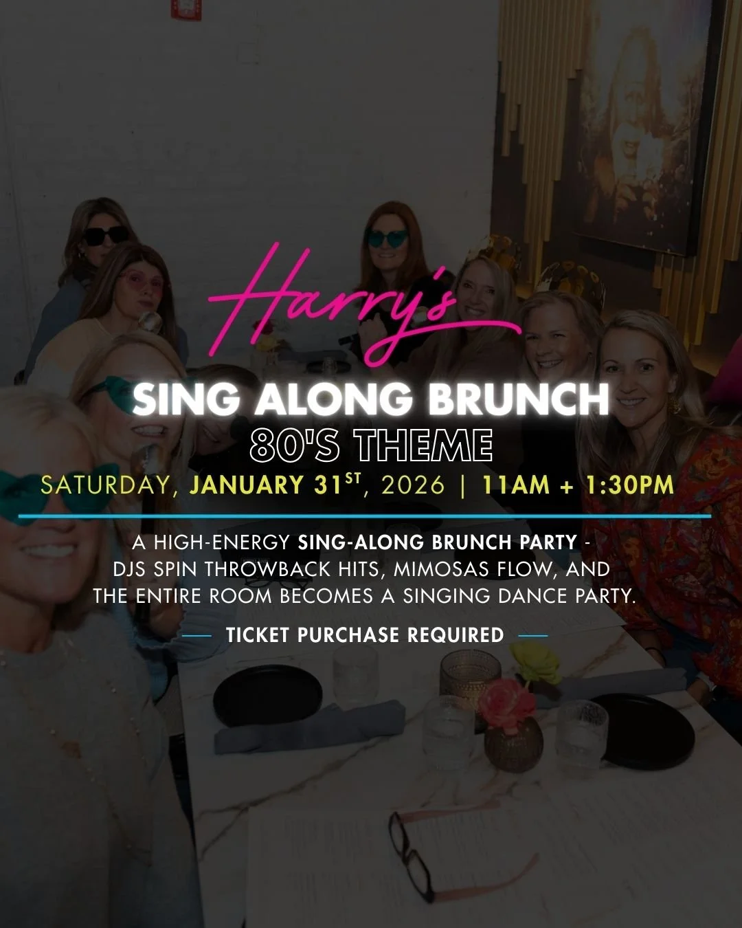 🎤✨ THIS IS YOUR SIGN TO BRUNCH LOUDER. ✨🎤

It&rsquo;s an 80s Sing-Along Brunch Party at Harry&rsquo;s at Hofheimer on Saturday, January 31. DJs spin nonstop 80s throwback hits, mimosas flow, and the entire room becomes the show.

Grab a mic, rock y