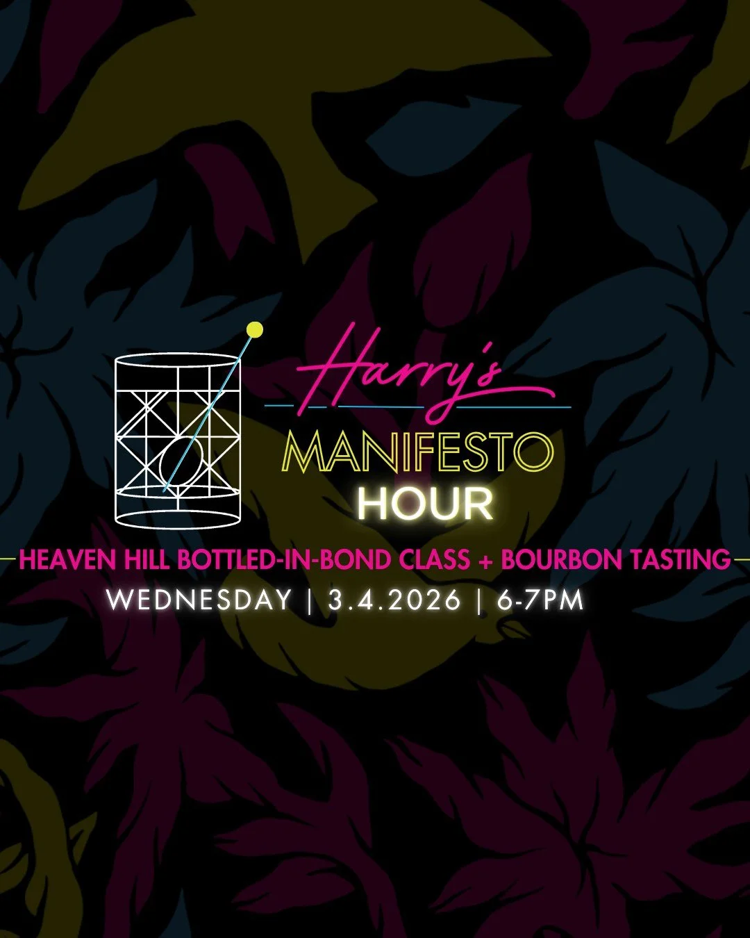 🥃 Heaven Hill Bottled-in-Bond Class + Bourbon Tasting
A deeper dive into American whiskey tradition.
Explore the Bottled-in-Bond designation through guided tastings and conversation that highlights why it still matters today, all in a relaxed, welco