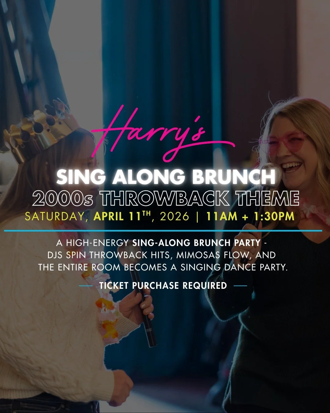 After near-immediate sellouts, our 2000s Throwback Sing-Along Brunch is back by popular demand.

From Britney and Kelly Clarkson to Usher and OutKast, this brunch is packed with the songs everyone grew up blasting in the car. The DJ leads the room, a