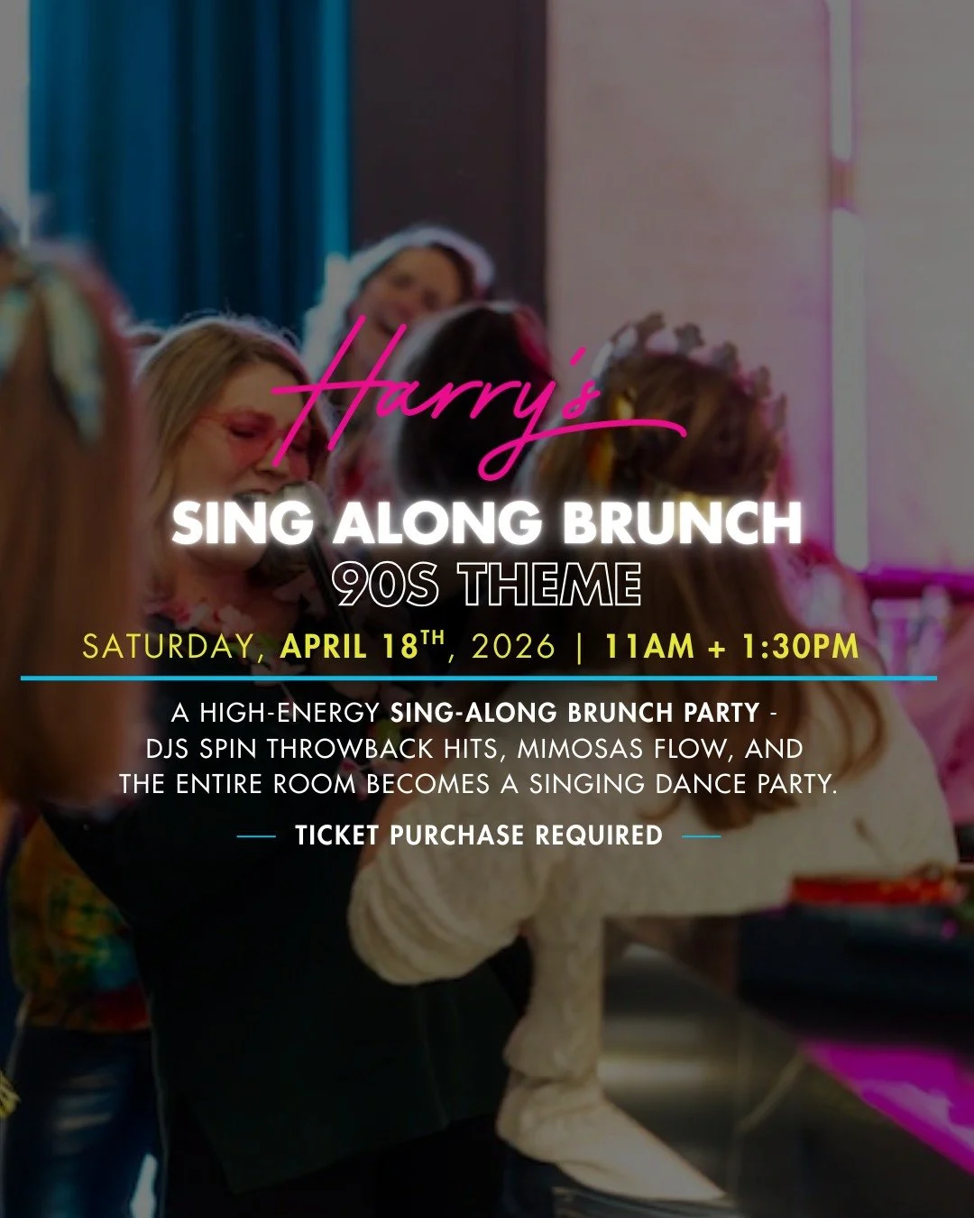 The songs you grew up on. The brunch you&rsquo;ll sing through. 🎤

Our 90s Sing-Along Brunch brings back the biggest throwback hits while mimosas flow and the whole room becomes a full-volume sing-along.

Grab your crew, channel your favorite 90s lo