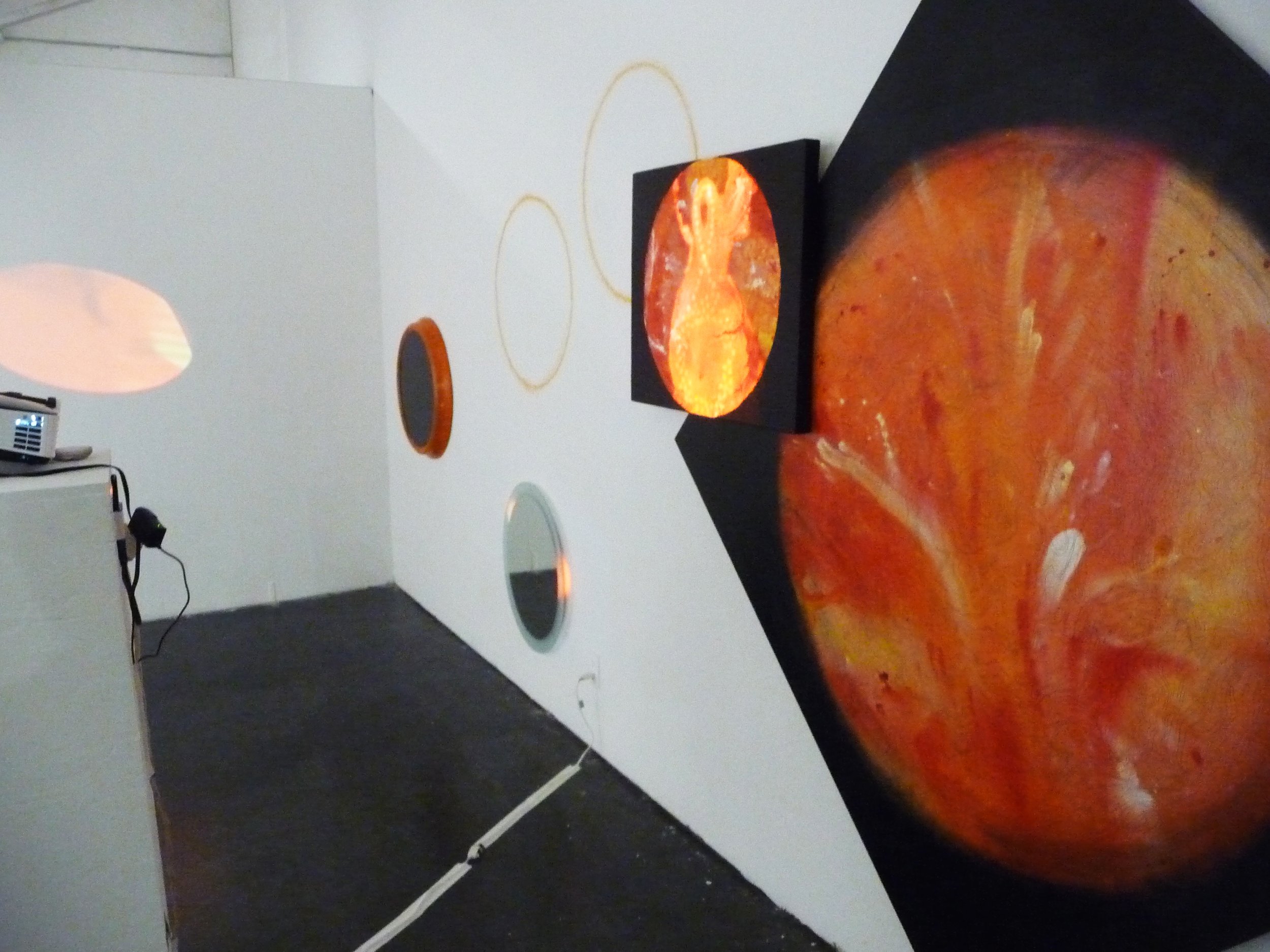 "Physician, Heal Thyself" Painting, video, and sound installation. Dimensions variable.