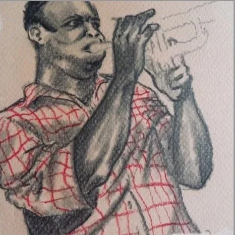 "Dupont Circle Is Alive" - Graphite and colored pencil on paper. 5 x 5"