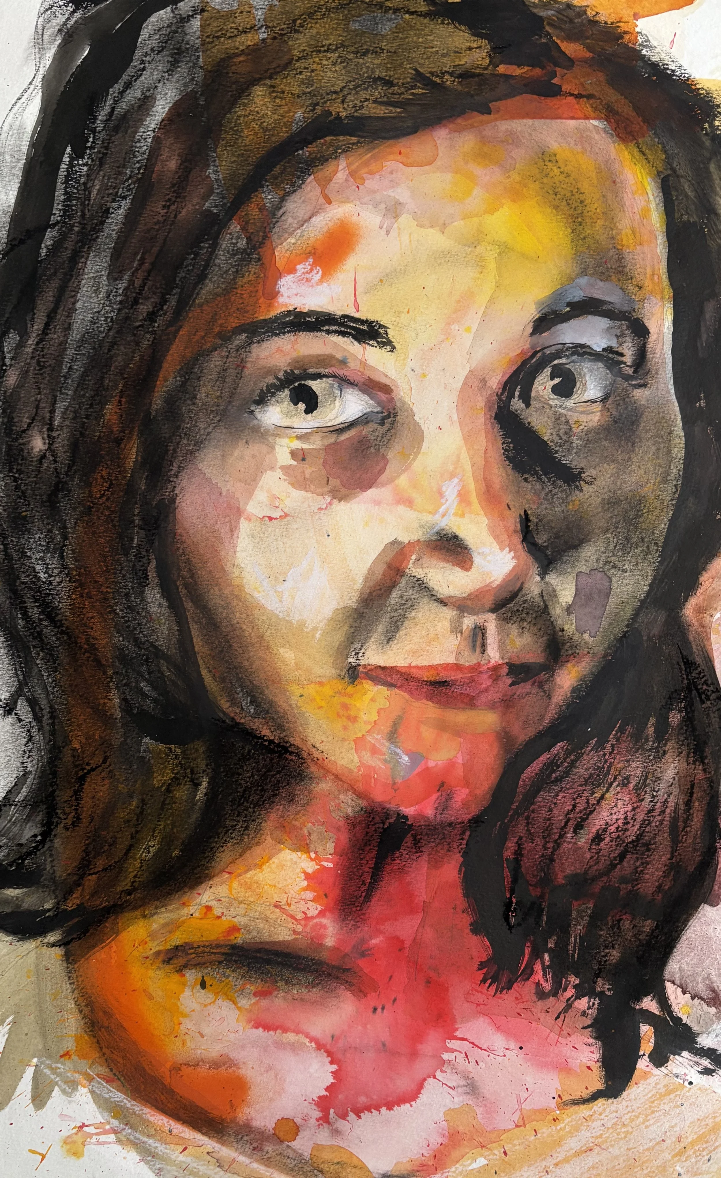 "Danielle" - Mixed media on paper. 10 x 24"
