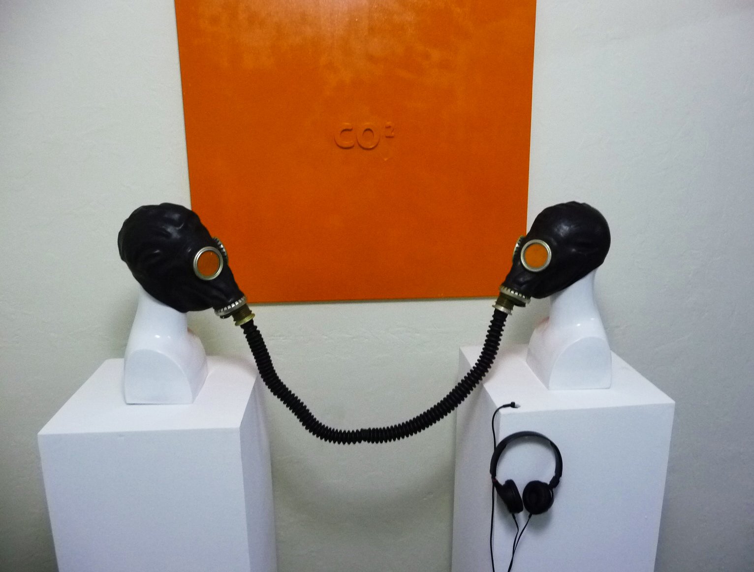 "CO2" 2015. Found object, painting, and 4.1 stereo sound installation. Dimensions variable.