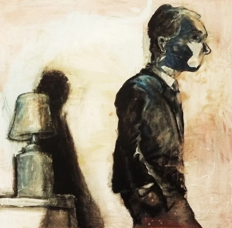 "The Light's Out and Leaving" - Mixed media on canvas. 30 x 30"