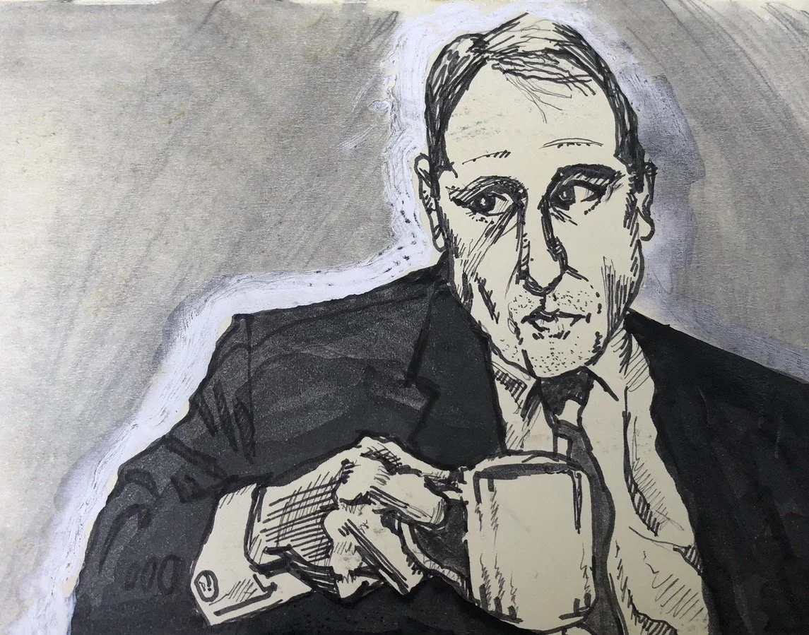 "Avoiding" - Charcoal and ink on paper. 10 x 8"