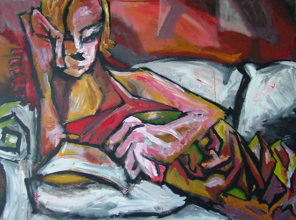 "Woman Reading" 2003. Acrylic on canvas. 48" x 36"