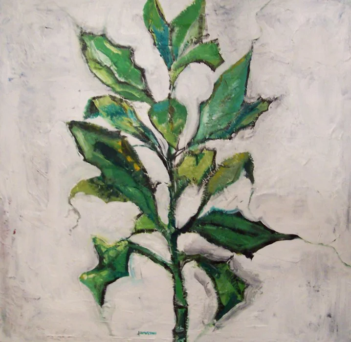"Plant" 2010. Mixed media on canvas. 30" x 30"