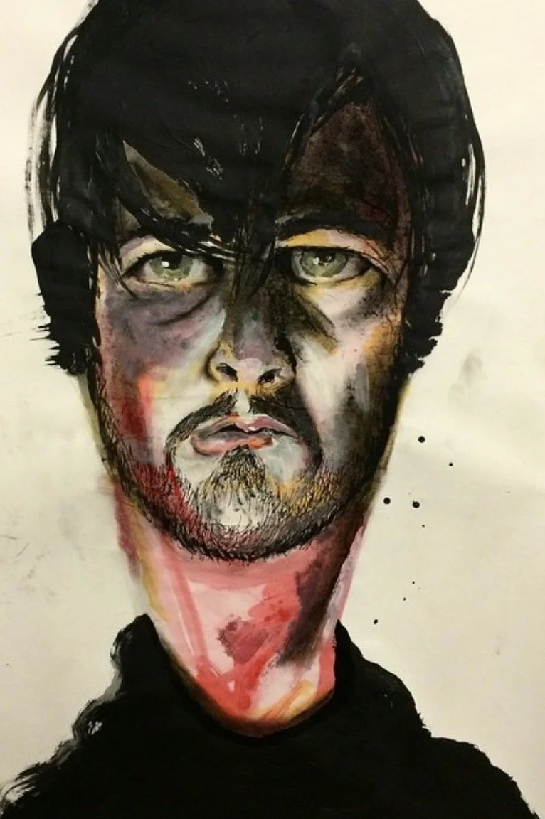 "Self Portrait'". 2016. Mixed media on paper. 20" x 40"