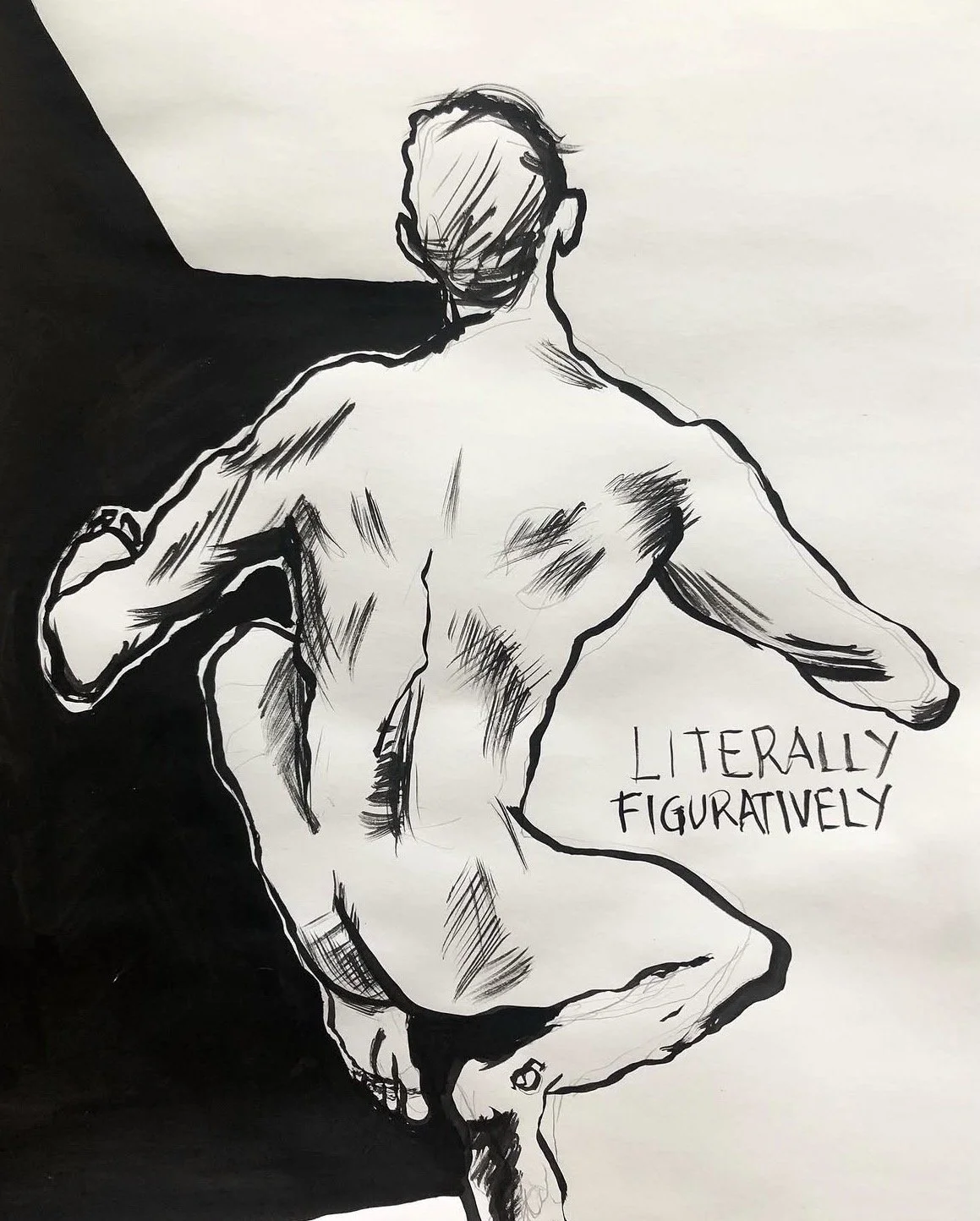 "Literally Figuratively" 2025. Ink on paper. 18" x 24"