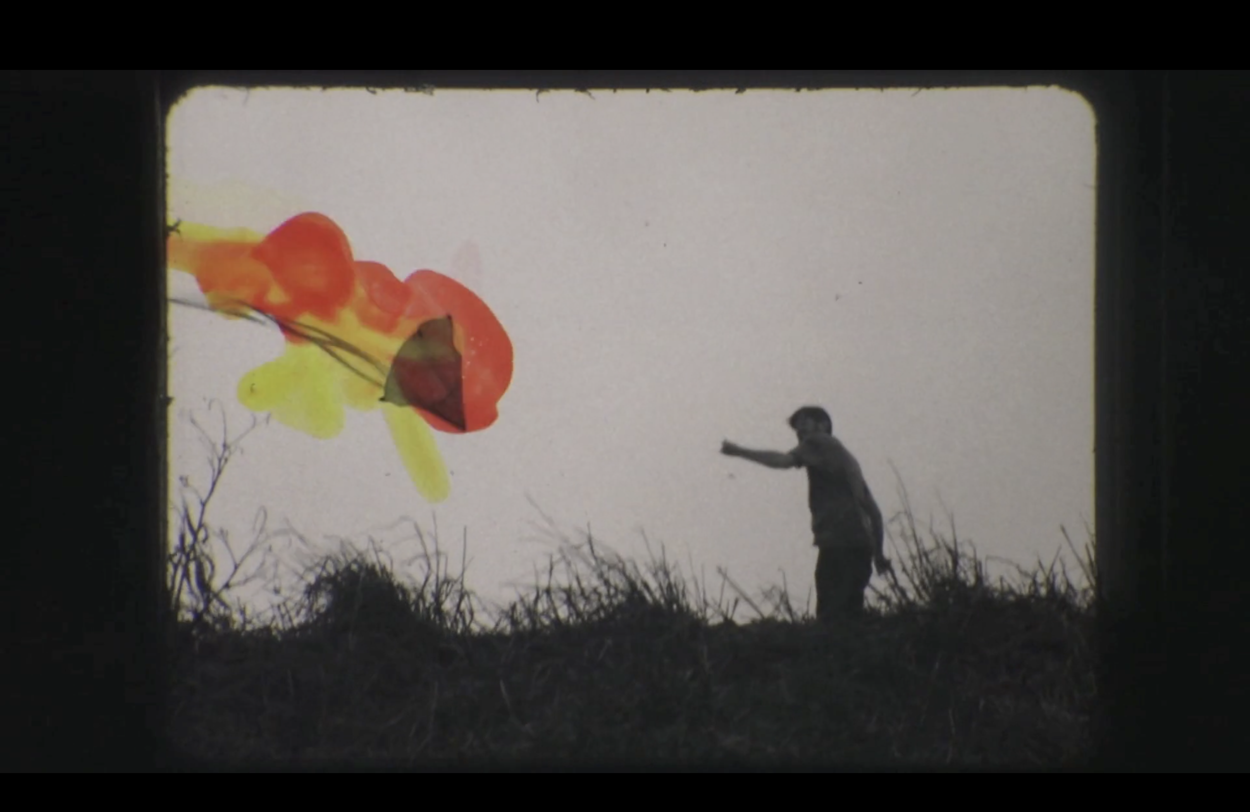 Still from film, "You're Just No Fun Anymore" 2021  - Painted 16mm film digitized